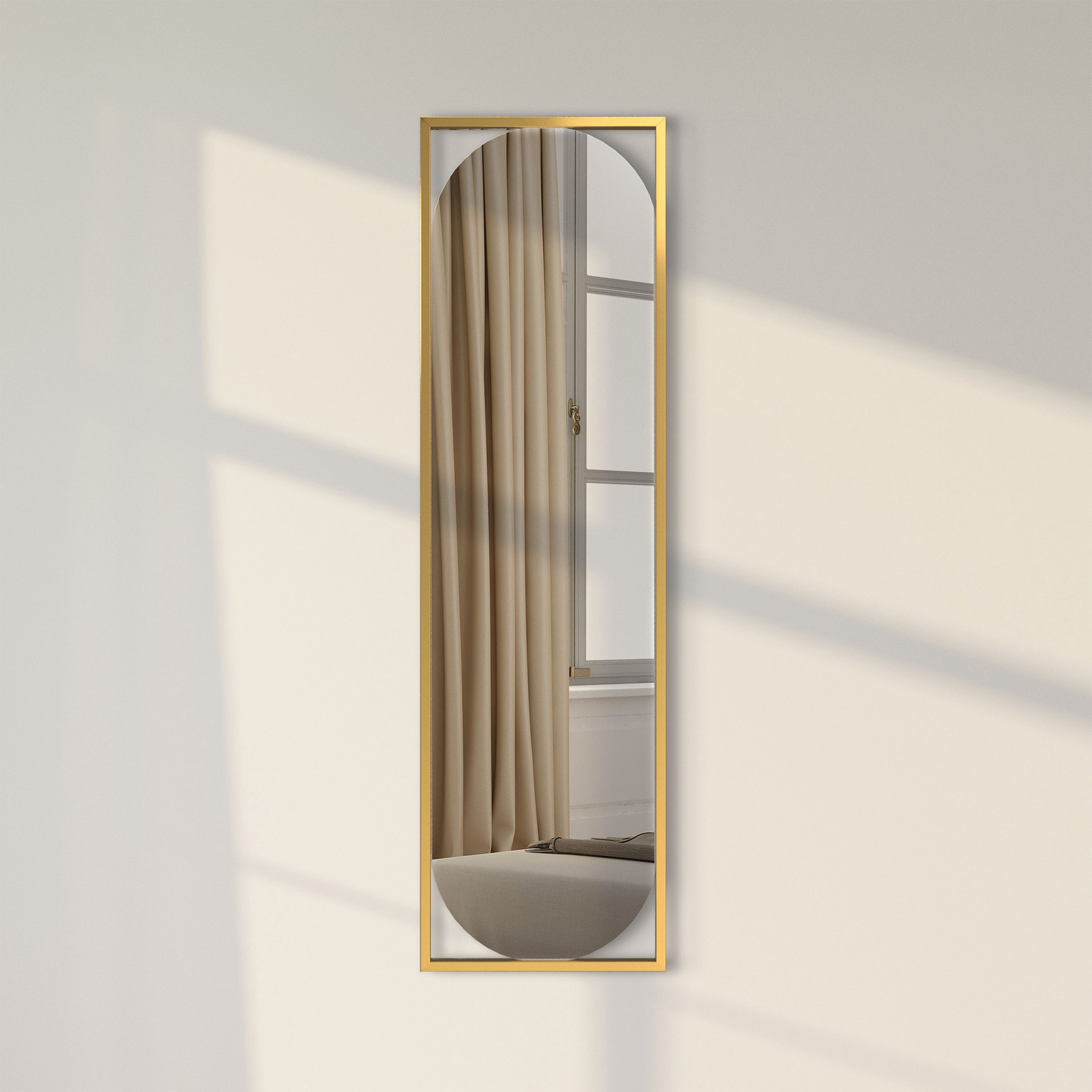 Lustro ścienne Thelmen 132x37 cm w złotej ramie