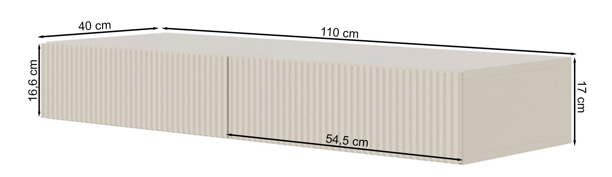 Toaletka Veldio z frezowanym frontem i dwiema szufladami 110 cm Czarna wisząca