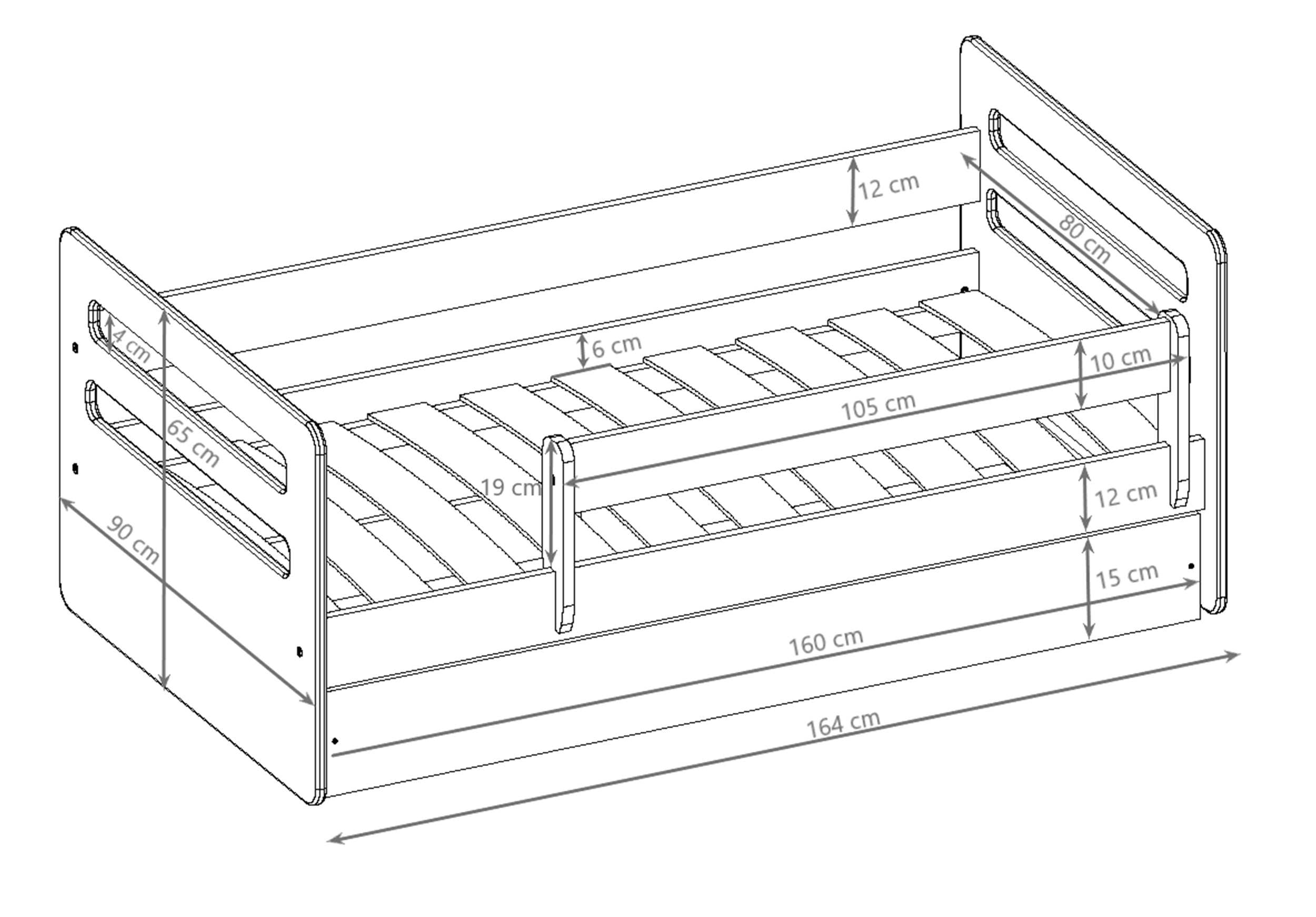 Łóżko dziecięce Brannigan 160x80 cm białe