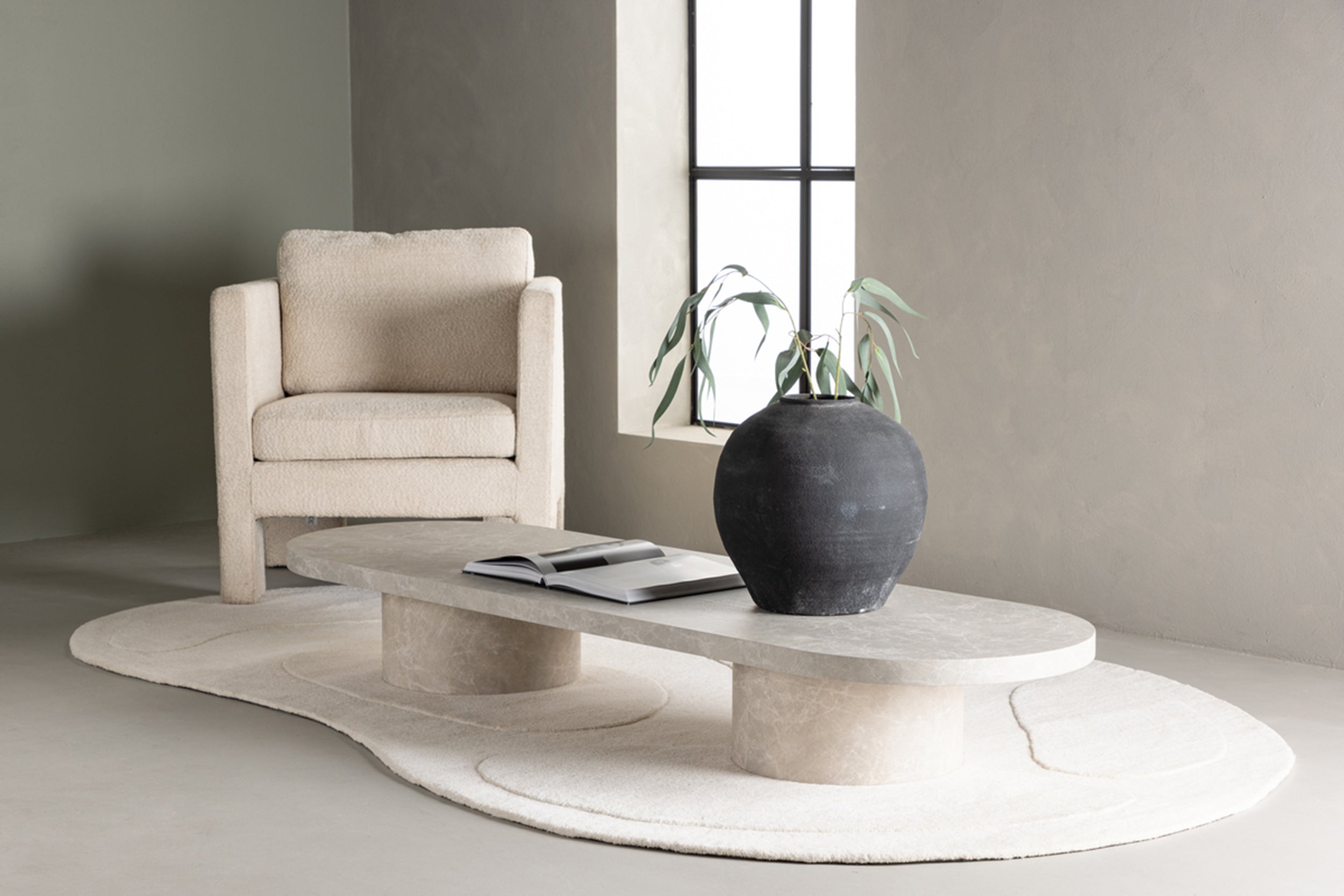Stolik kawowy Tonenter 25x60x190cm jasny marmur