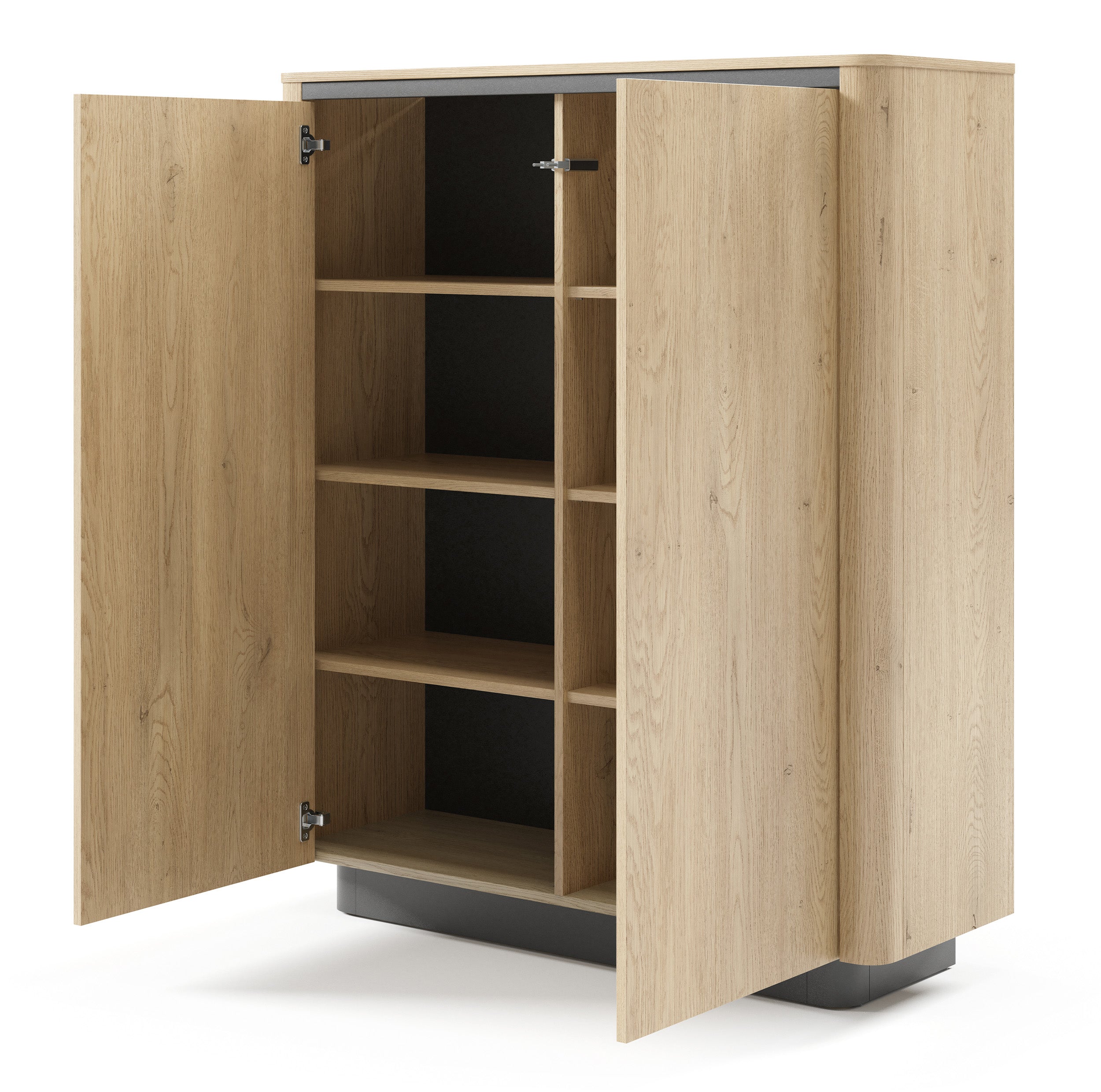 Komoda dwudrzwiowa Torro wysoka 113 cm dąb cremona/czarny na cokole