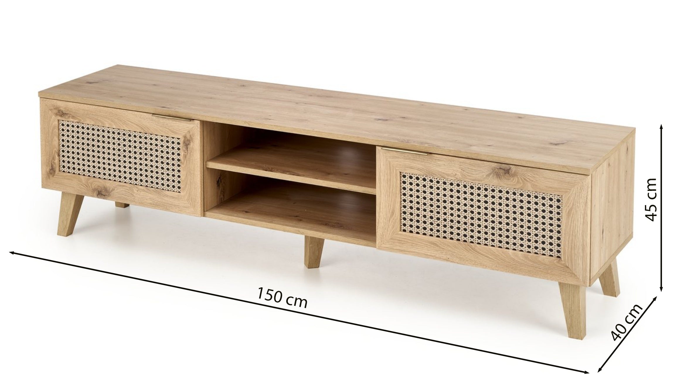 Szafka RTV Trivilla 150 cm dąb artisan/ plecionka wiedeńska