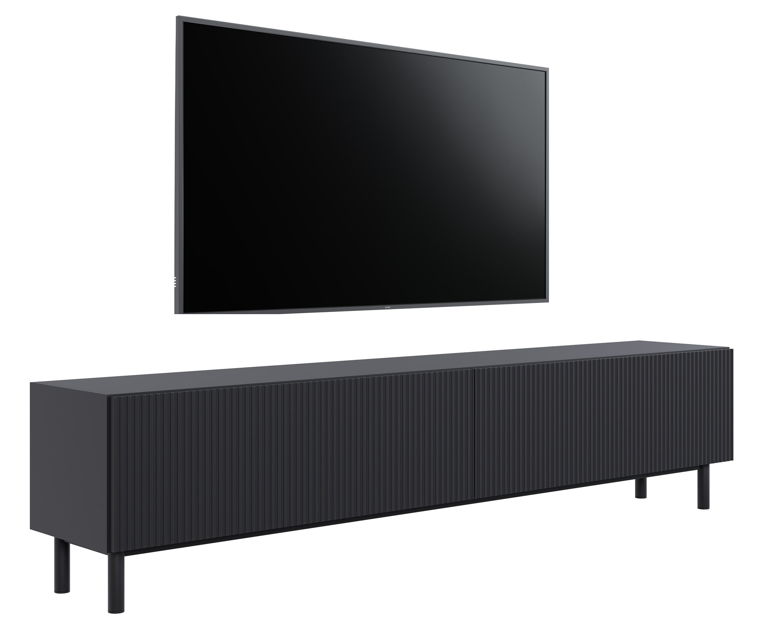 Szafka RTV Veldio New z frezowanym frontem 175 cm czarna