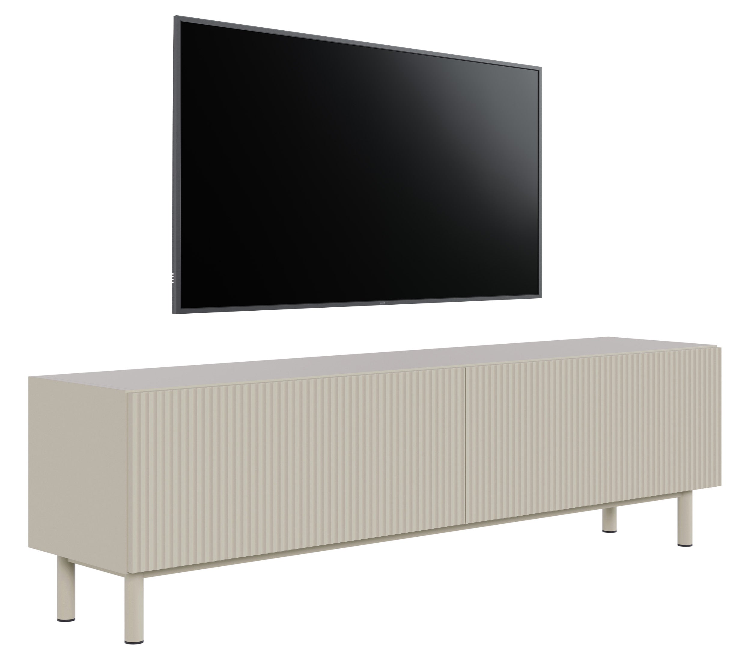 Szafka RTV Veldio New z frezowanym frontem 140 cm szary beż
