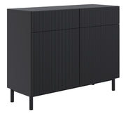 Komoda dwudrzwiowa Veldio New z frezowanym frontem i dwiema szufladami 100 cm czarna