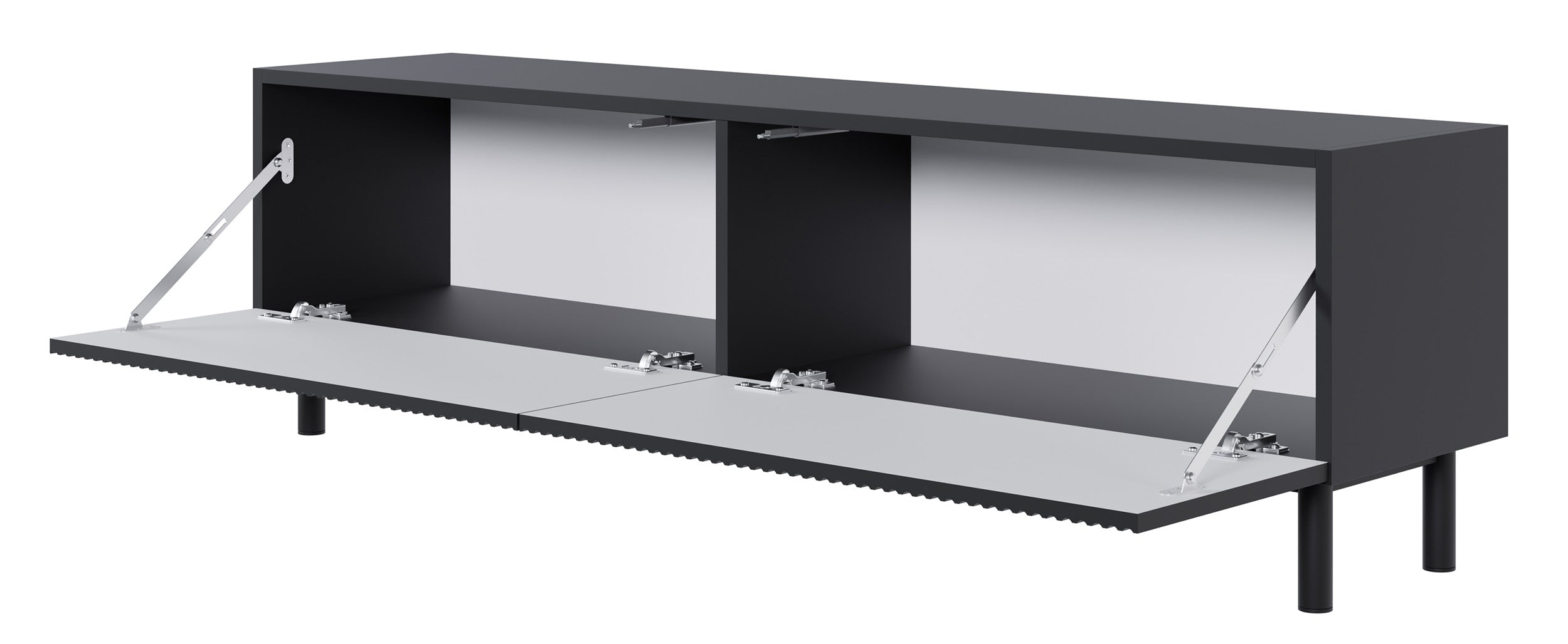 Szafka RTV Veldio New z frezowanym frontem 140 cm czarna