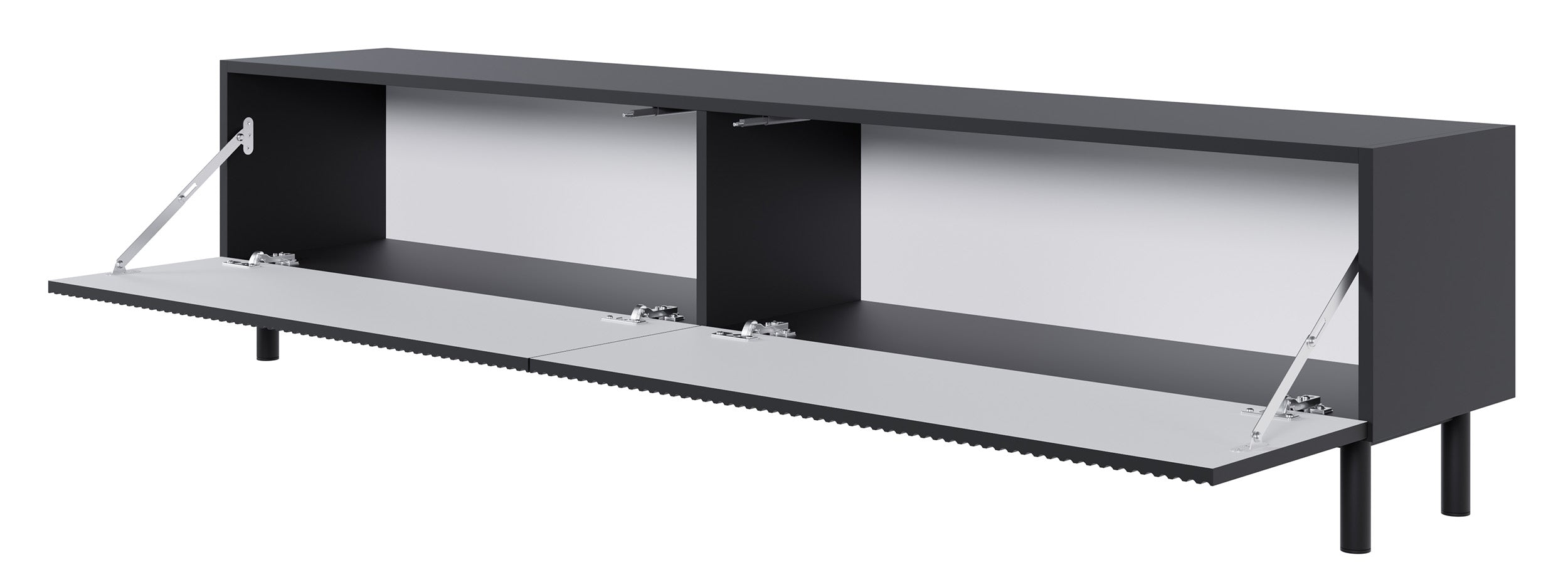 Szafka RTV Veldio New z frezowanym frontem 175 cm czarna