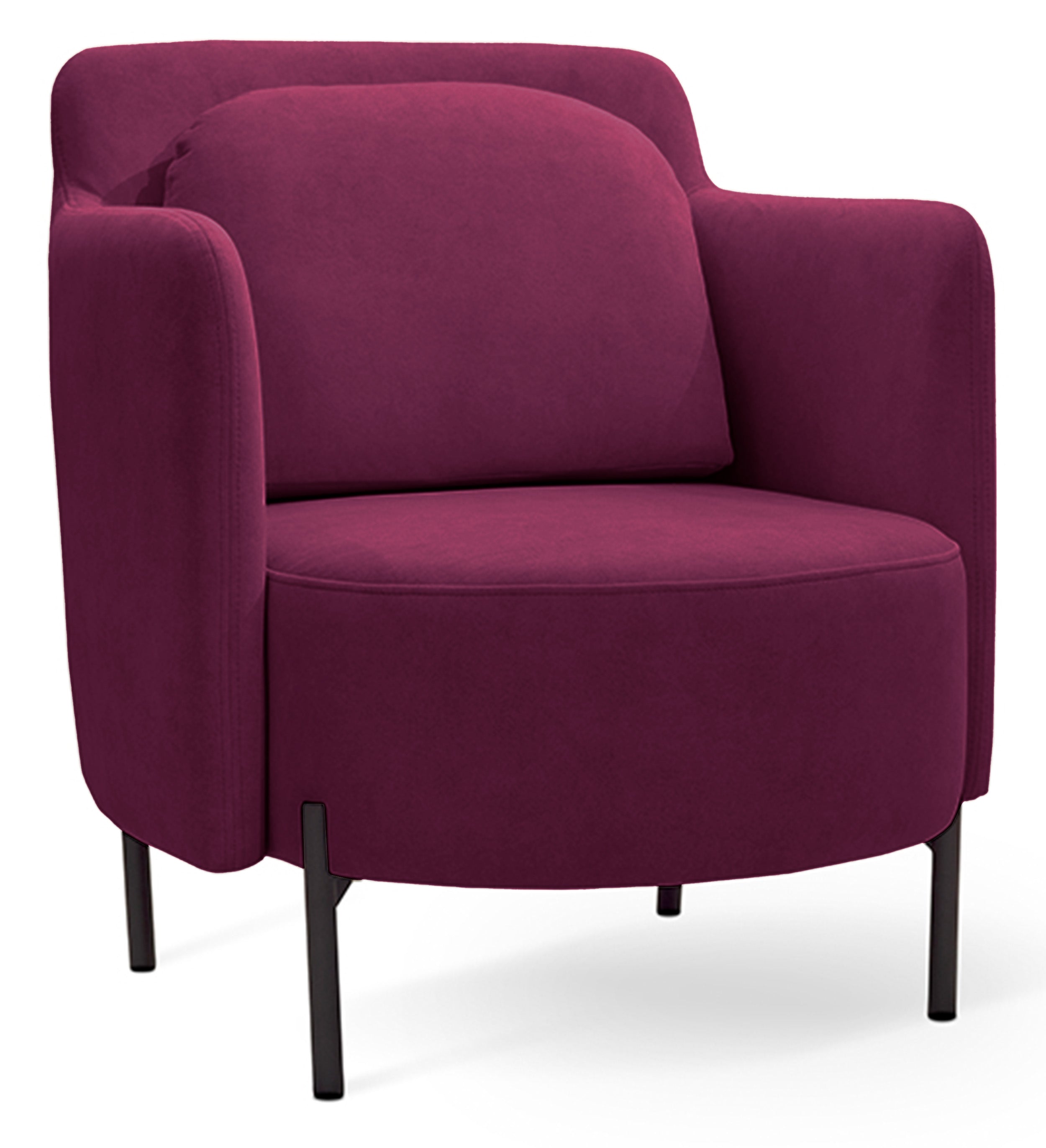 Fotel kubełkowy Venessel burgundowy welur łatwoczyszczący na czarnych nóżkach