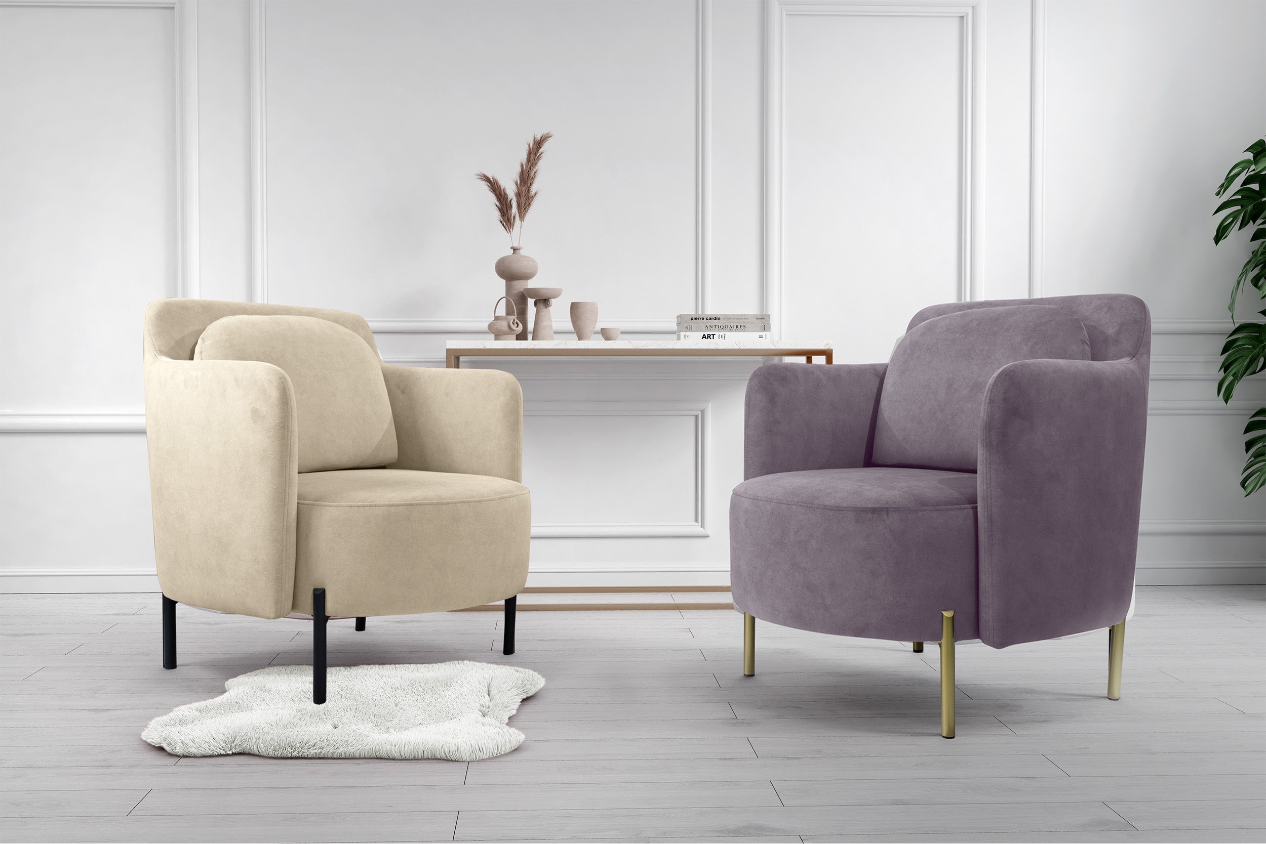 Fotel kubełkowy Venessel beżowy welur łatwoczyszczący na czarnych nóżkach