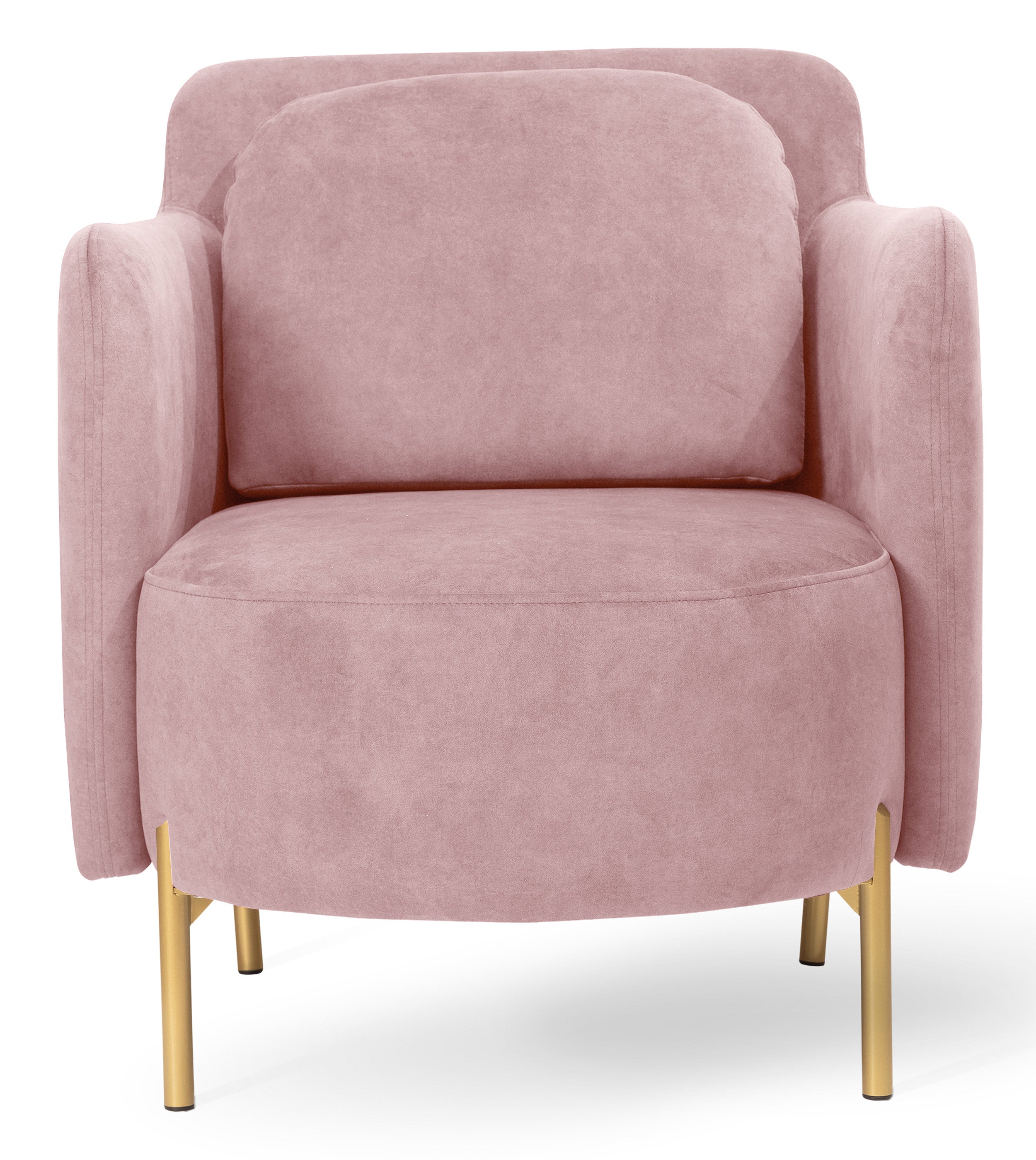 Fotel kubełkowy Venessel różowy welur łatwoczyszczący na złotych nóżkach