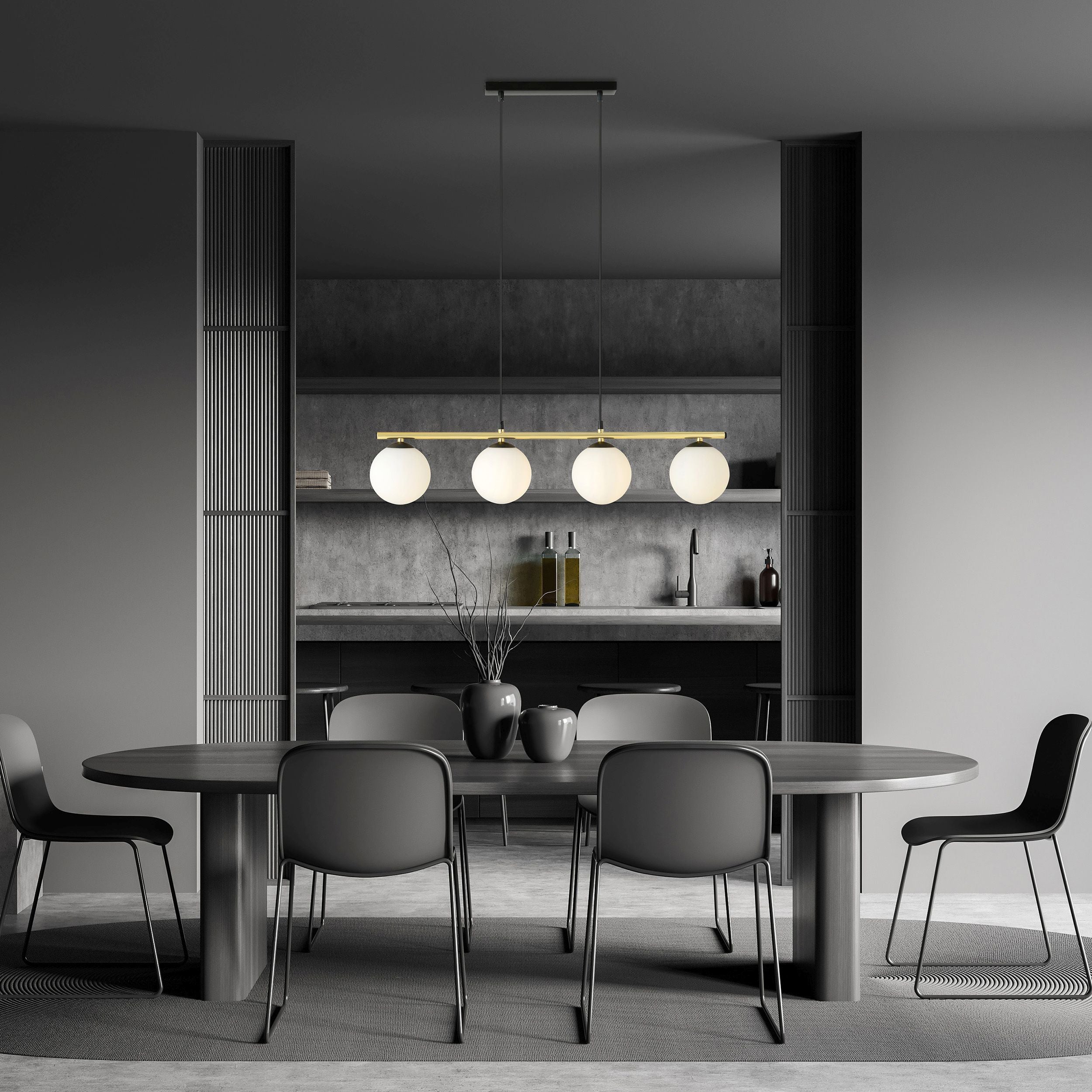 Lampa wisząca Ventisso czarno-złota x4