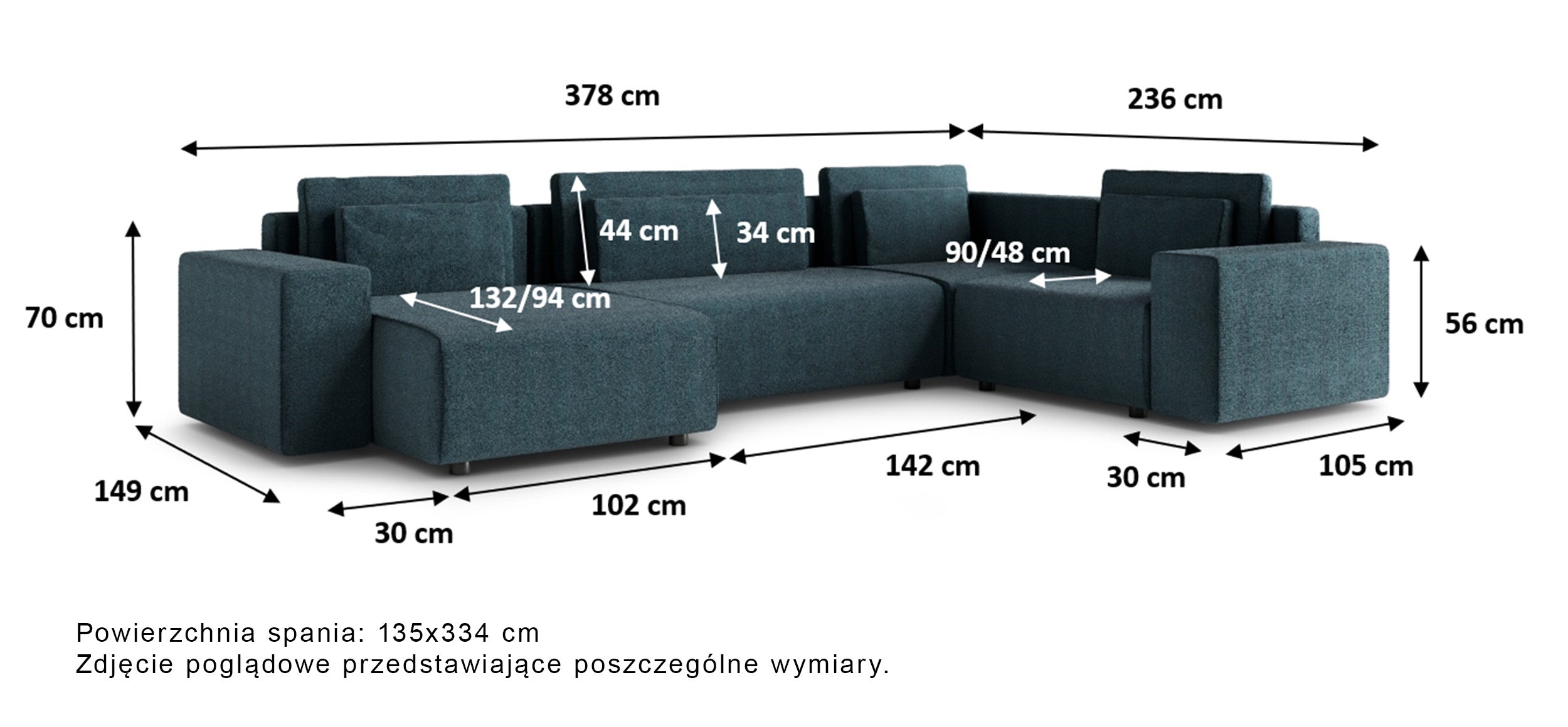 Narożnik z funkcją spania Vesna U-kształtny prawostronny z pojemnikiem jasnobeżowy plecionka
