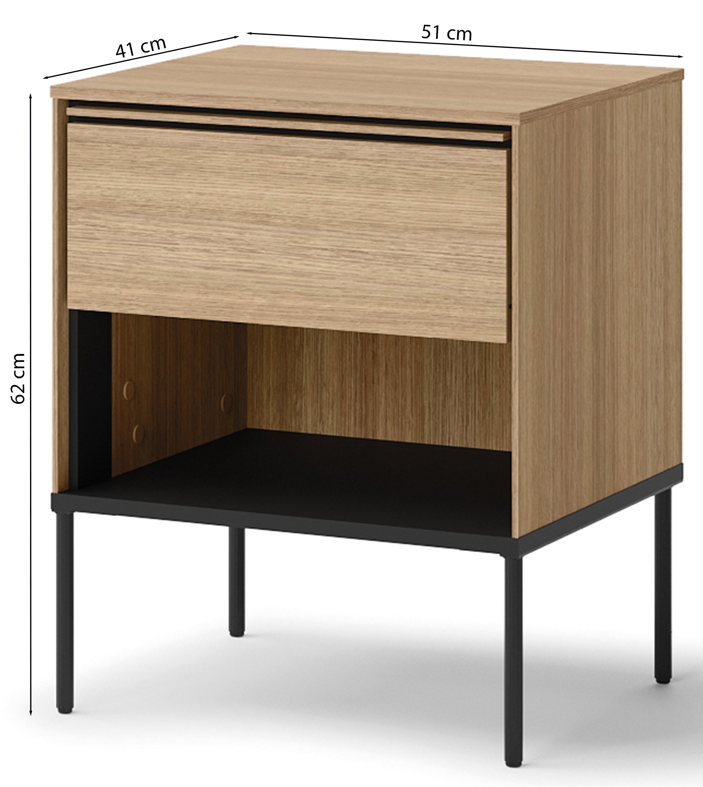 Szafka nocna Visso z szufladą 51 cm dąb linearny
