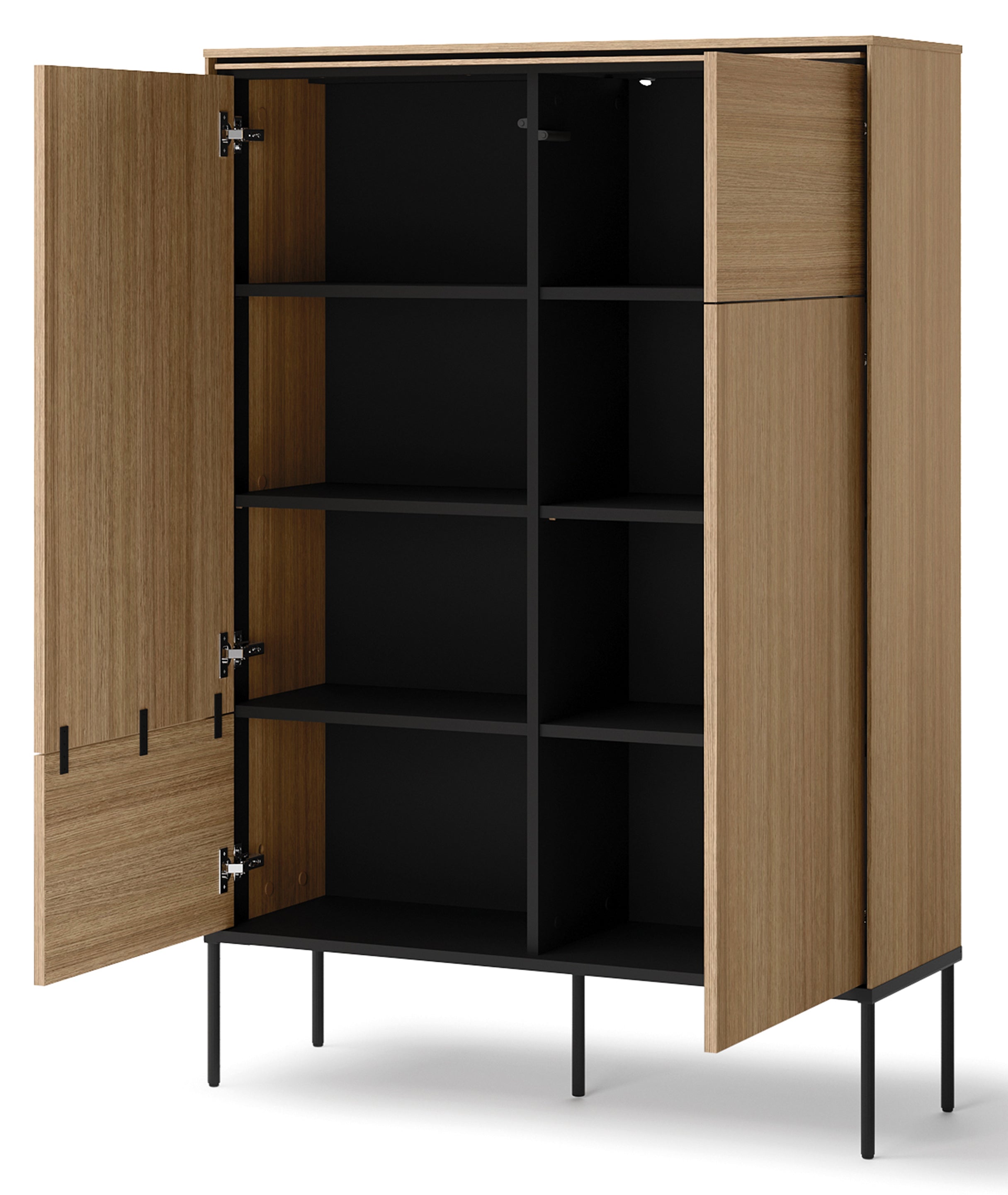 Wysoka komoda Visso dwudrzwiowa 98 cm dąb linearny