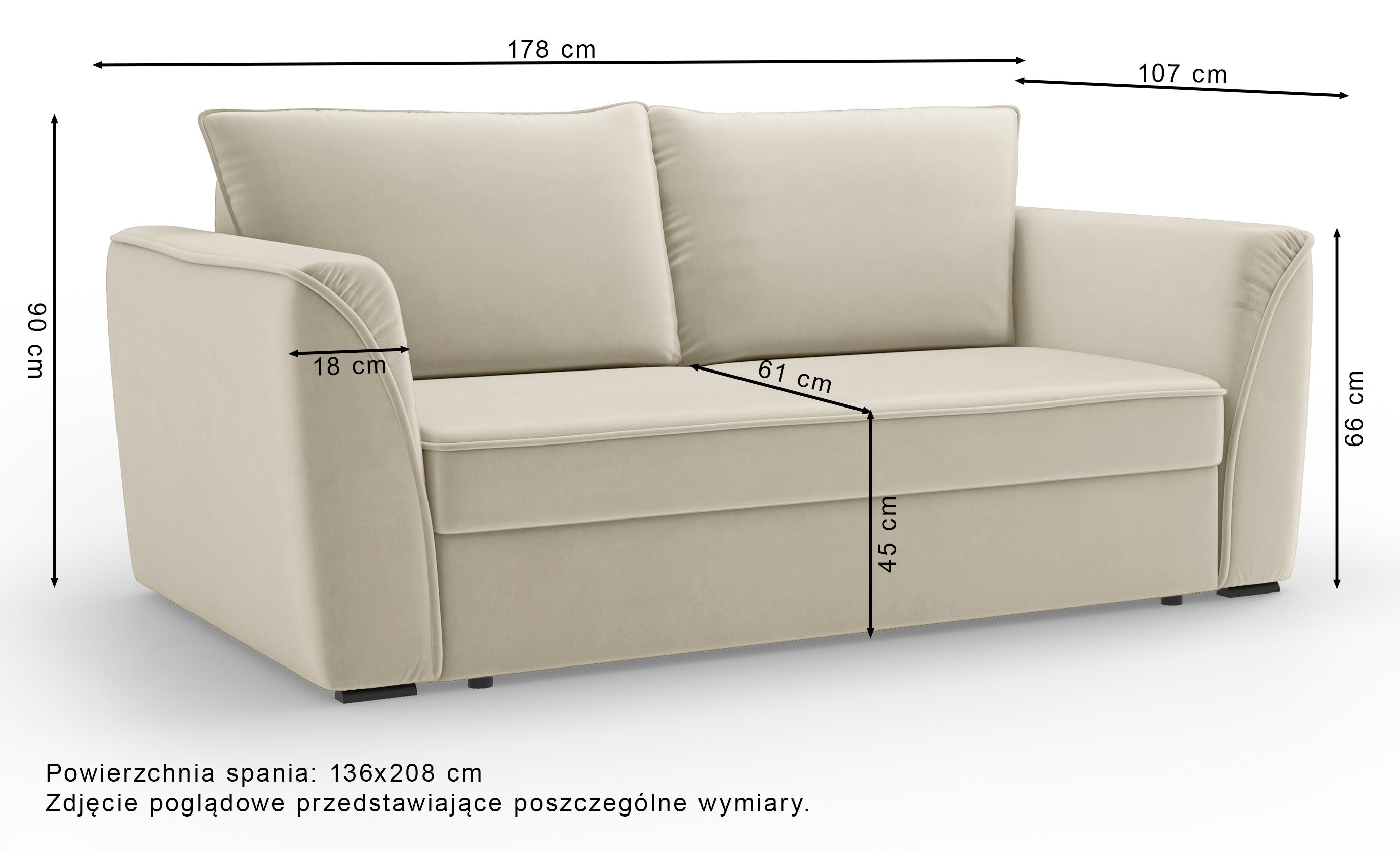 Kanapa rozkładana Viki grafitowa welur