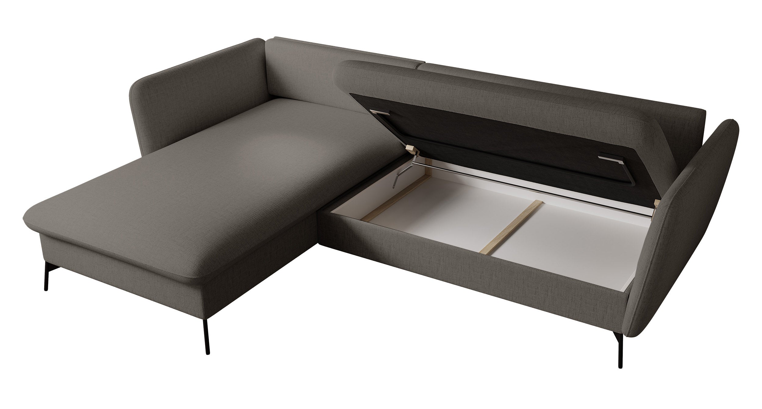 Narożnik z funkcją spania Castilio L-kształtny z pojemnikiem ciemnoszary szenil hydrofobowy lewostronny