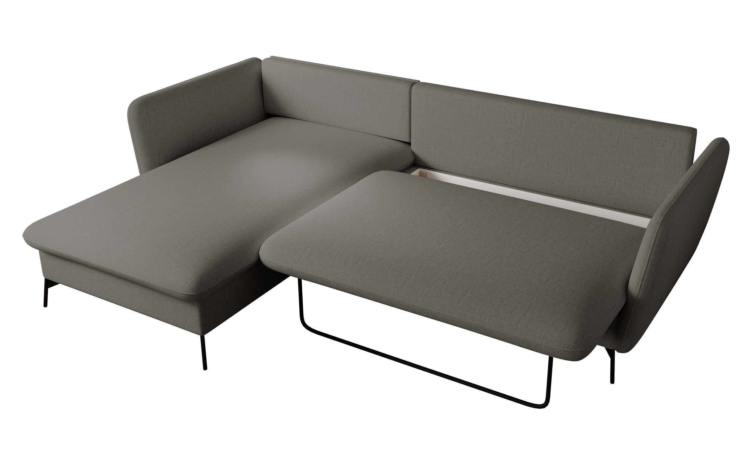 Narożnik z funkcją spania Castilio L-kształtny z pojemnikiem ciemnoszary szenil hydrofobowy lewostronny