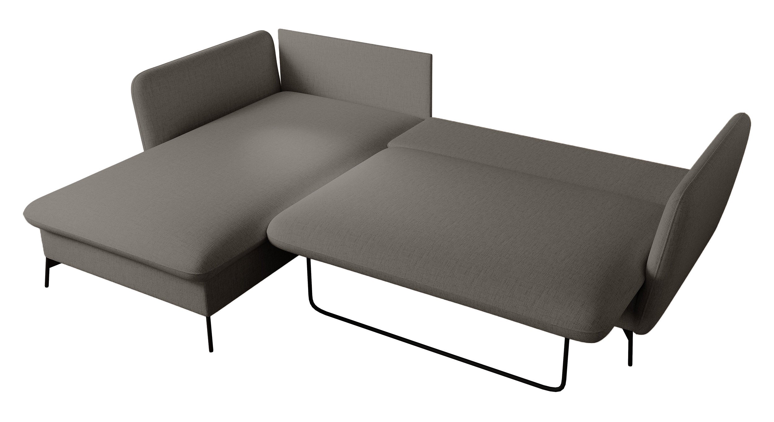 Narożnik z funkcją spania Castilio L-kształtny z pojemnikiem ciemnoszary szenil hydrofobowy lewostronny