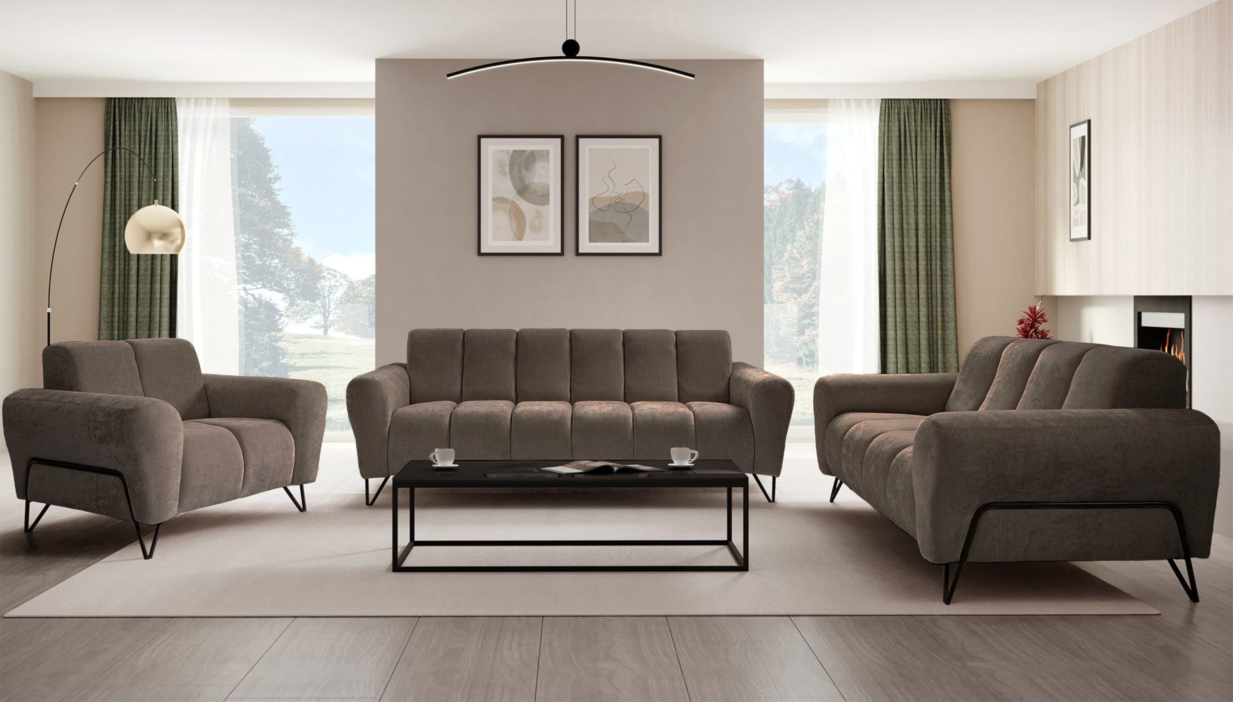 Sofa dwuosobowa Volare brązowa szenil łatwoczyszczący