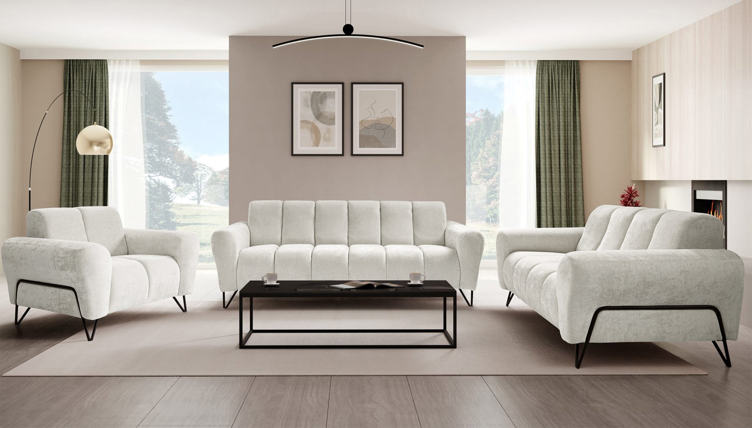 Sofa dwuosobowa Volare kremowa szenil łatwoczyszczący