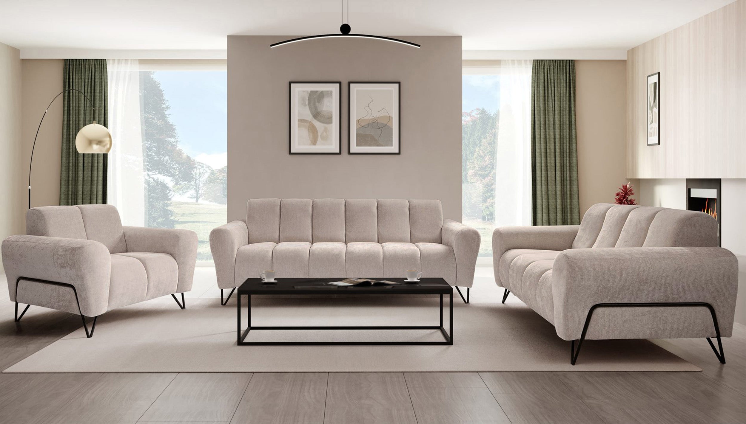Sofa dwuosobowa Volare beżowa szenil łatwoczyszczący