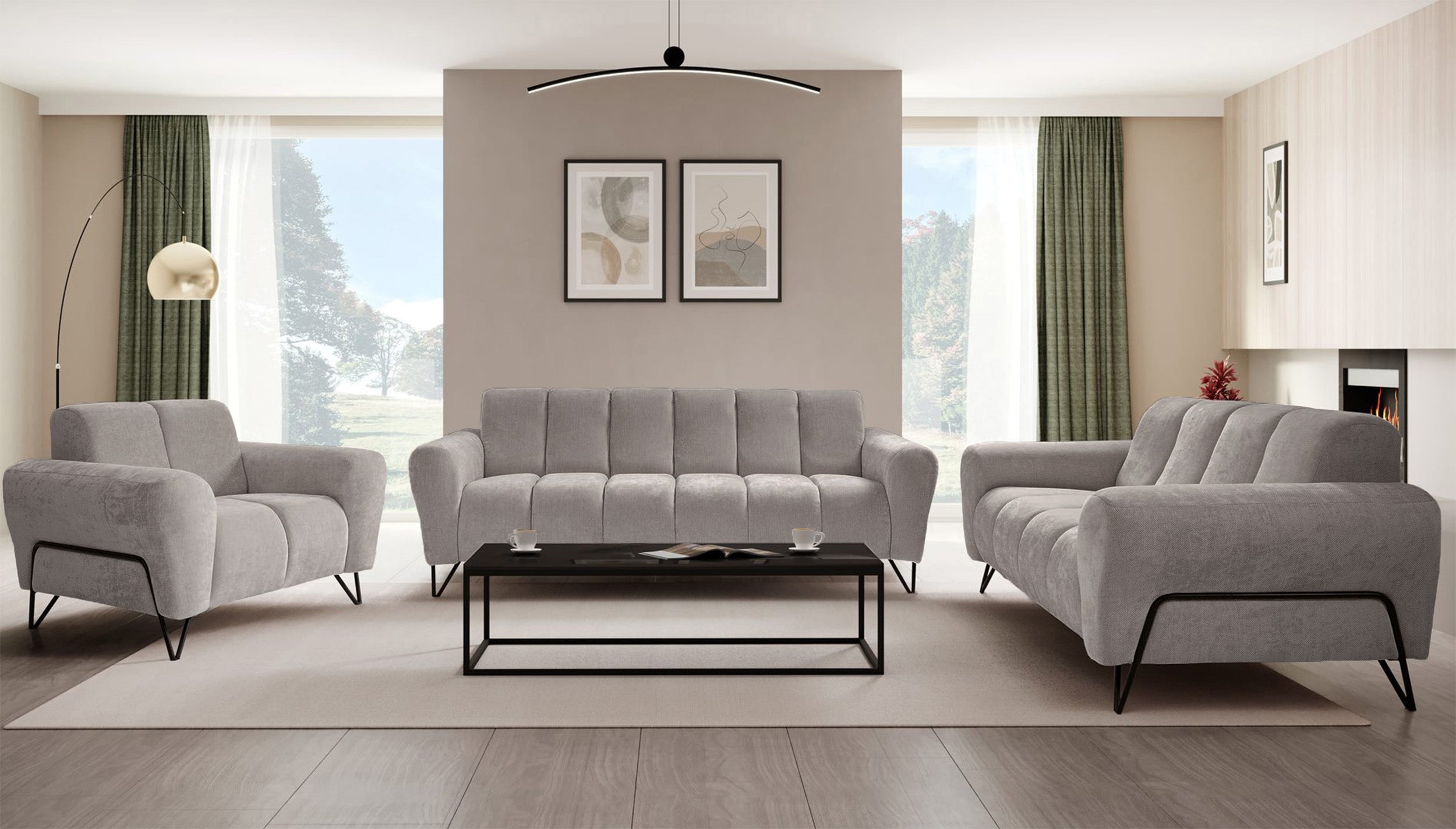 Sofa dwuosobowa Volare szarobeżowa szenil łatwoczyszczący