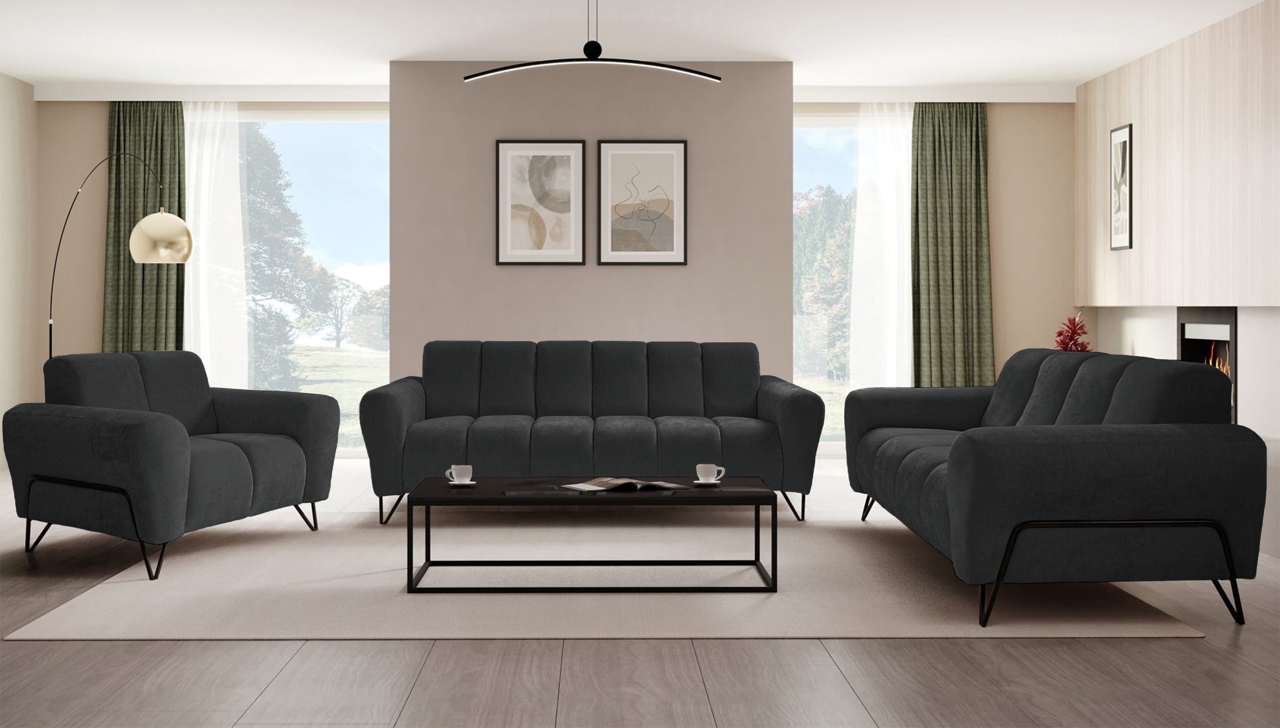 Sofa dwuosobowa Volare grafitowa szenil łatwoczyszczący