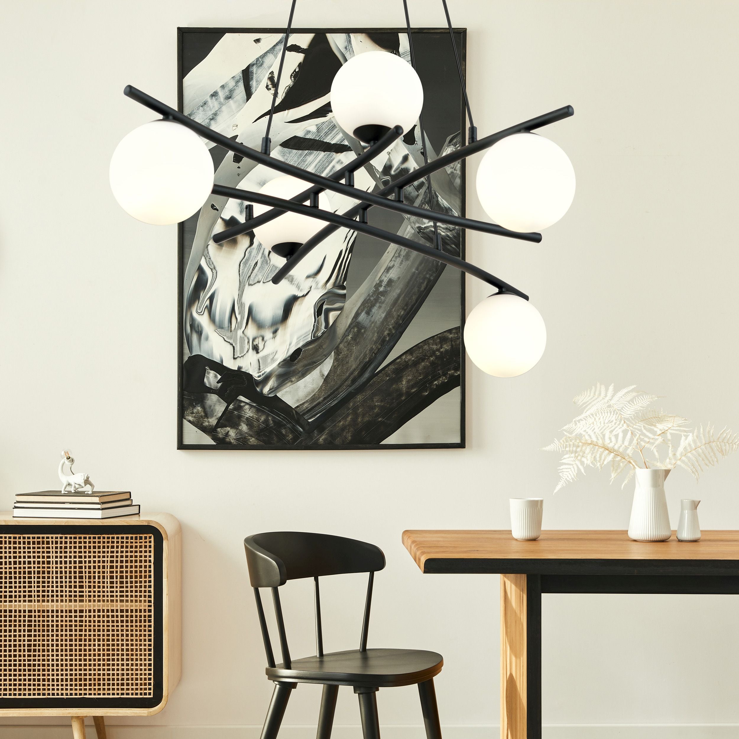 Lampa wisząca Vrestello czarno-biała x5