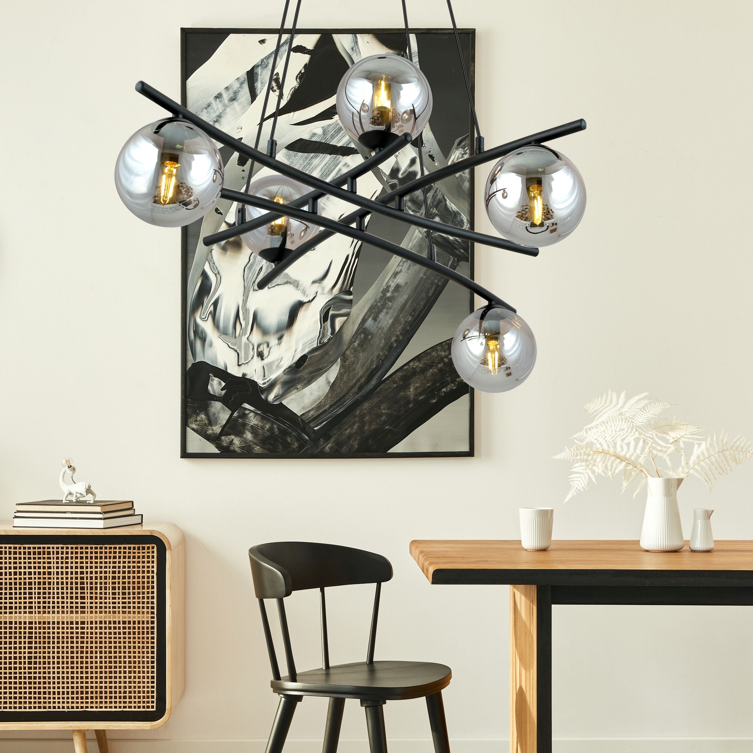 Lampa wisząca Vrestello czarno-grafitowa x5