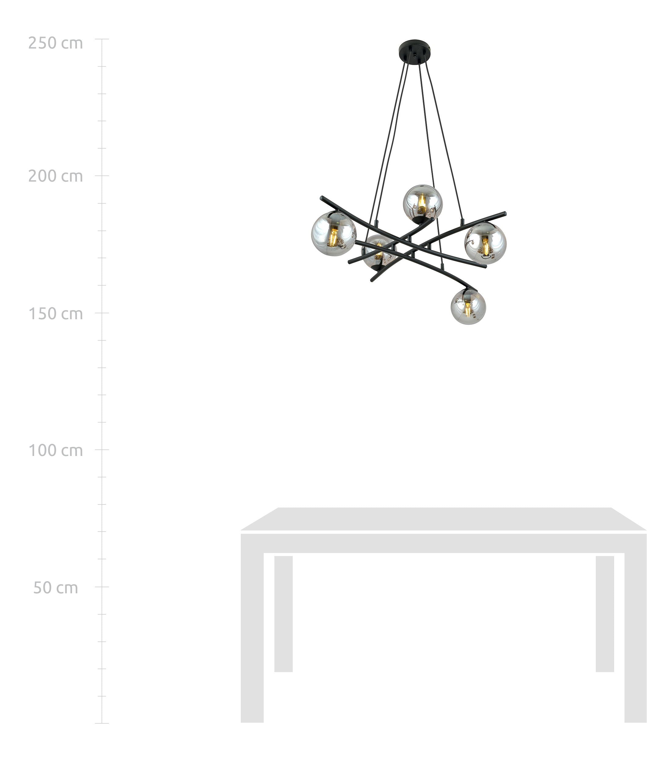Lampa wisząca Vrestello czarno-grafitowa x5