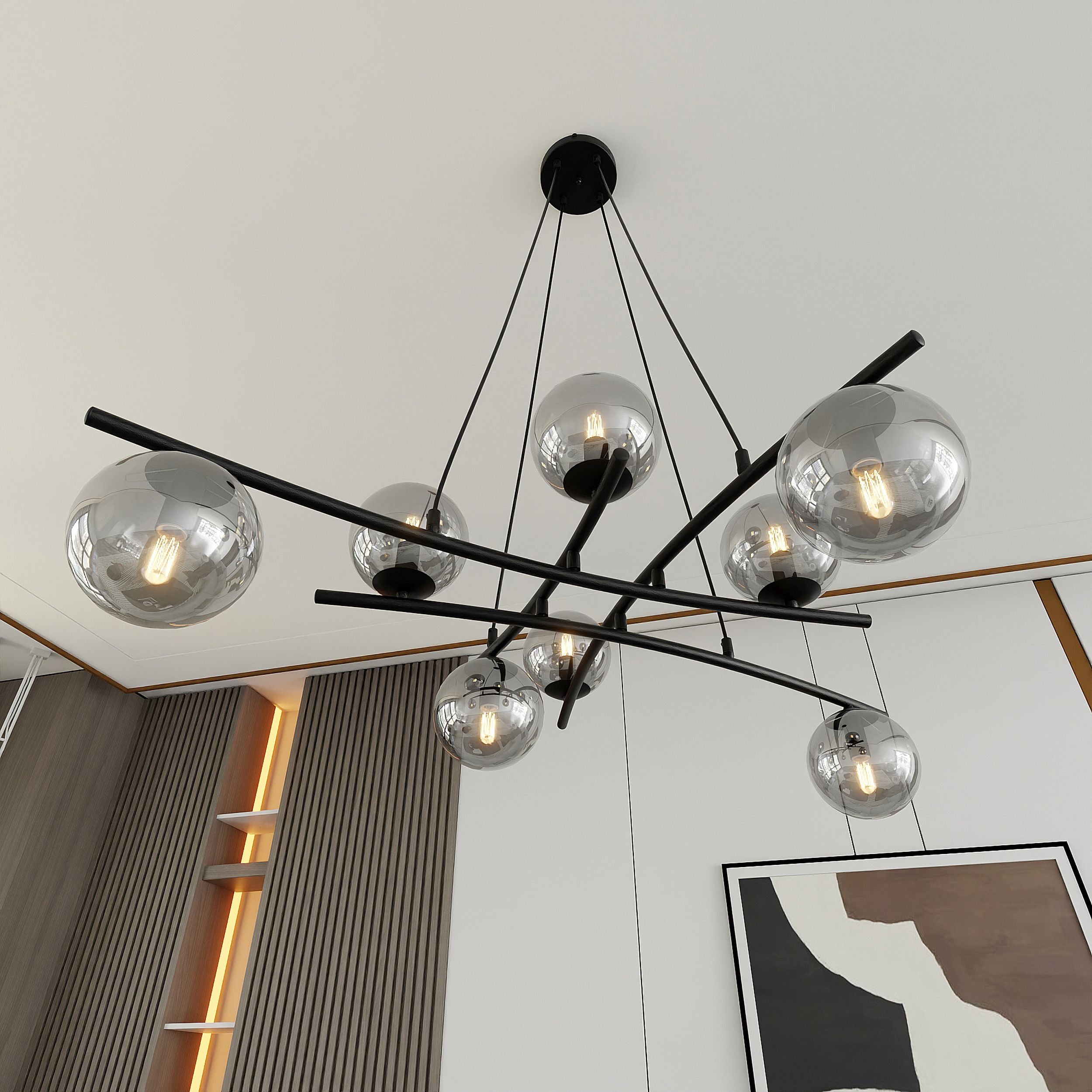 Lampa wisząca Vrestello czarno-grafitowa x8