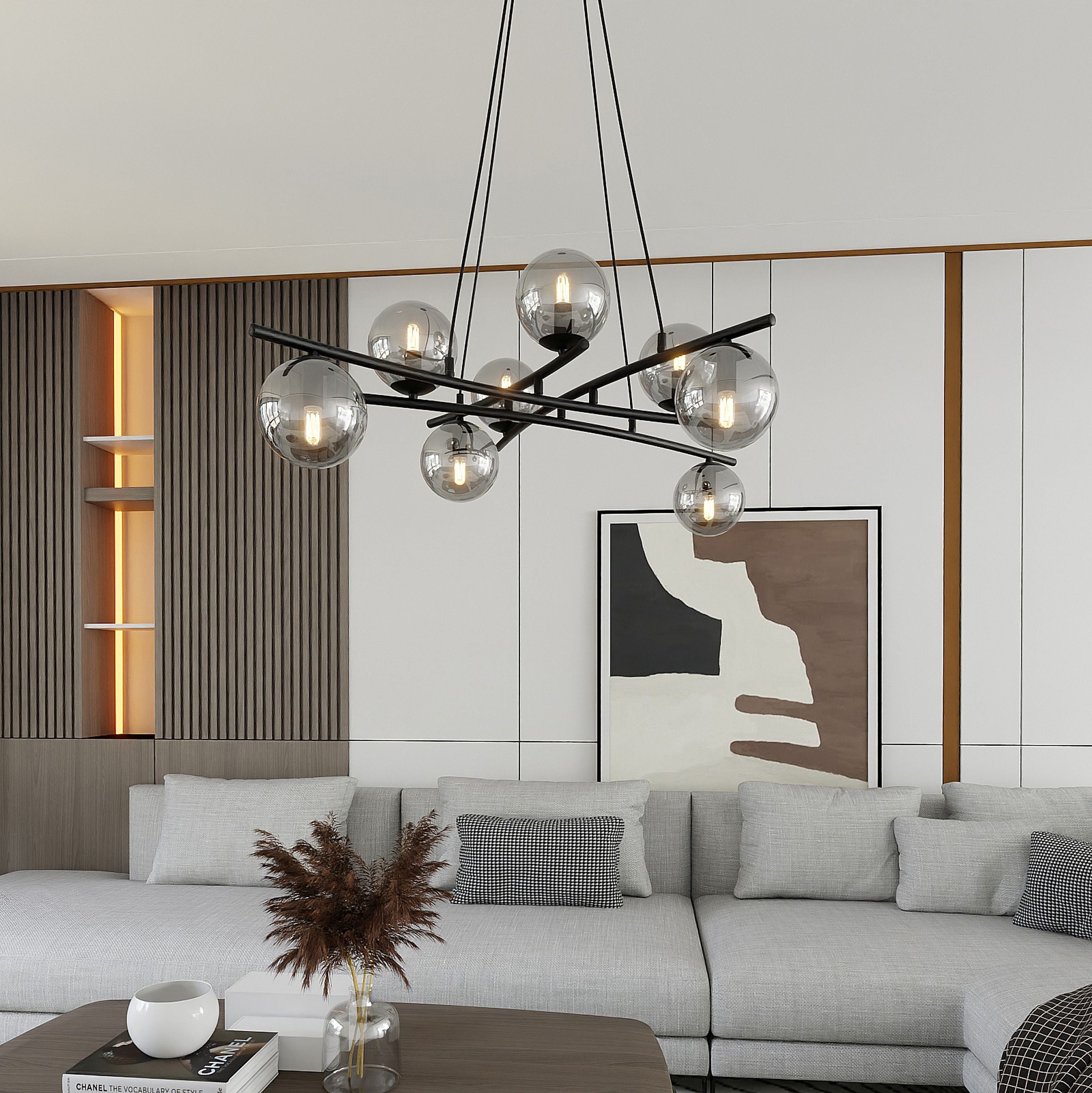 Lampa wisząca Vrestello czarno-grafitowa x8