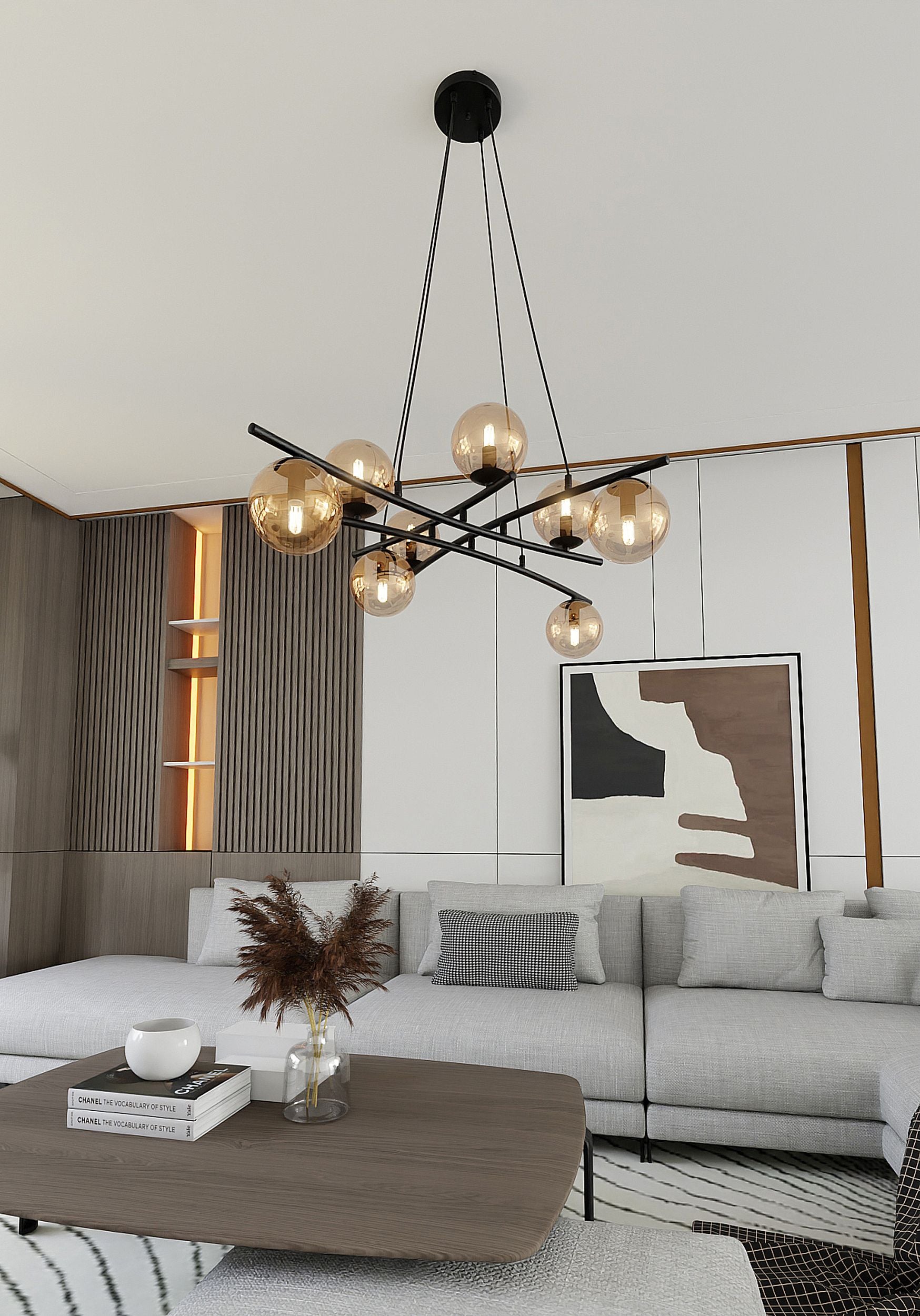 Lampa wisząca Vrestello czarno-miodowa x8