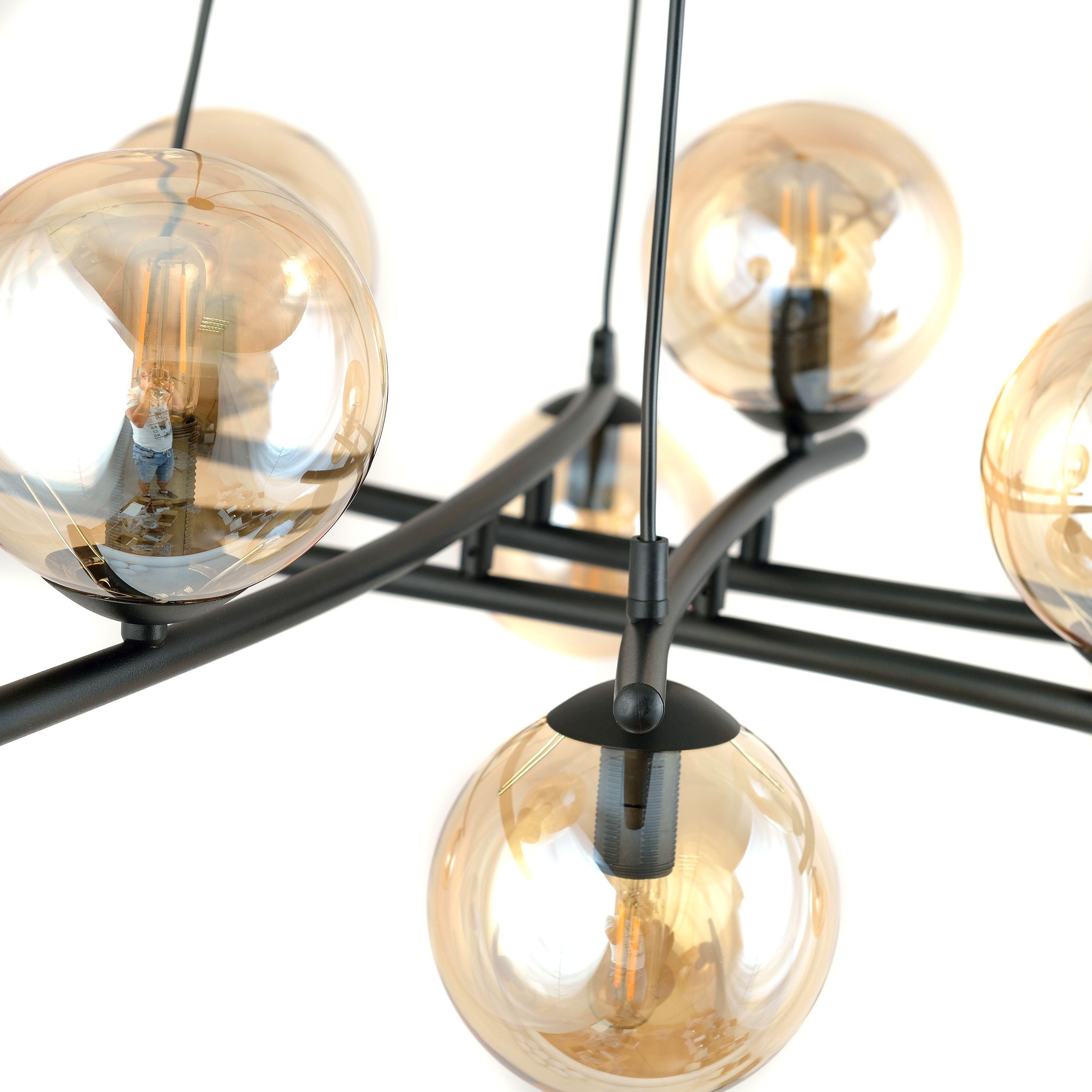 Lampa wisząca Vrestello czarno-miodowa x8