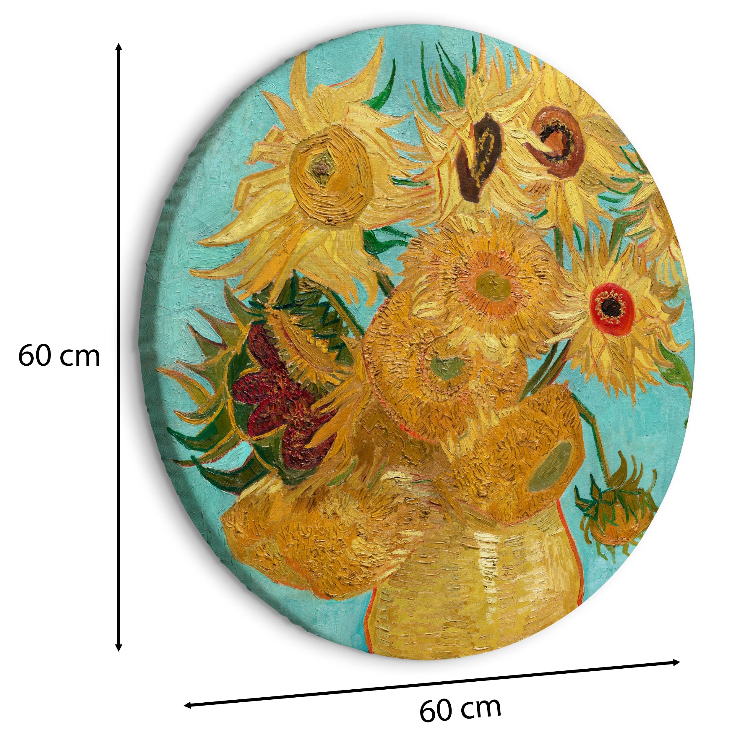 Obraz okrągły Wazon z dwunastoma słonecznikami Vincent van Gogh średnica 60 cm