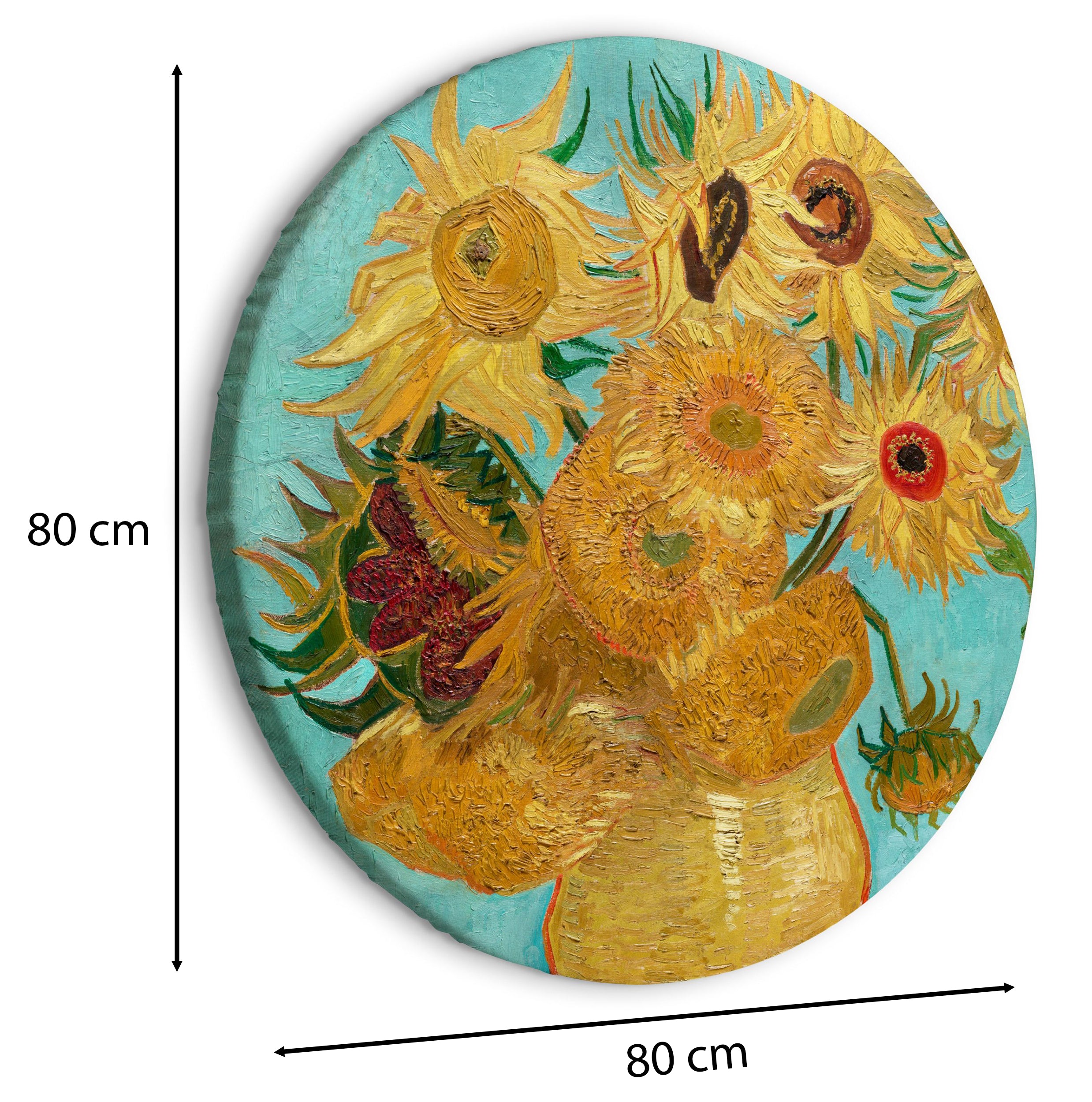 Obraz okrągły Wazon z dwunastoma słonecznikami Vincent van Gogh średnica 80 cm