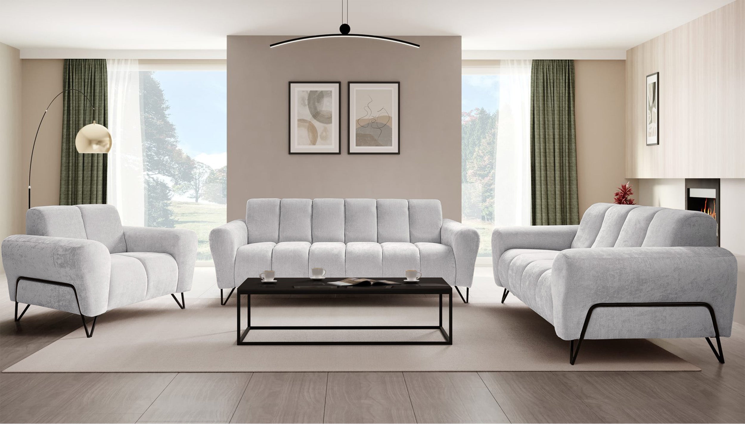Sofa dwuosobowa Volare jasnoszara szenil