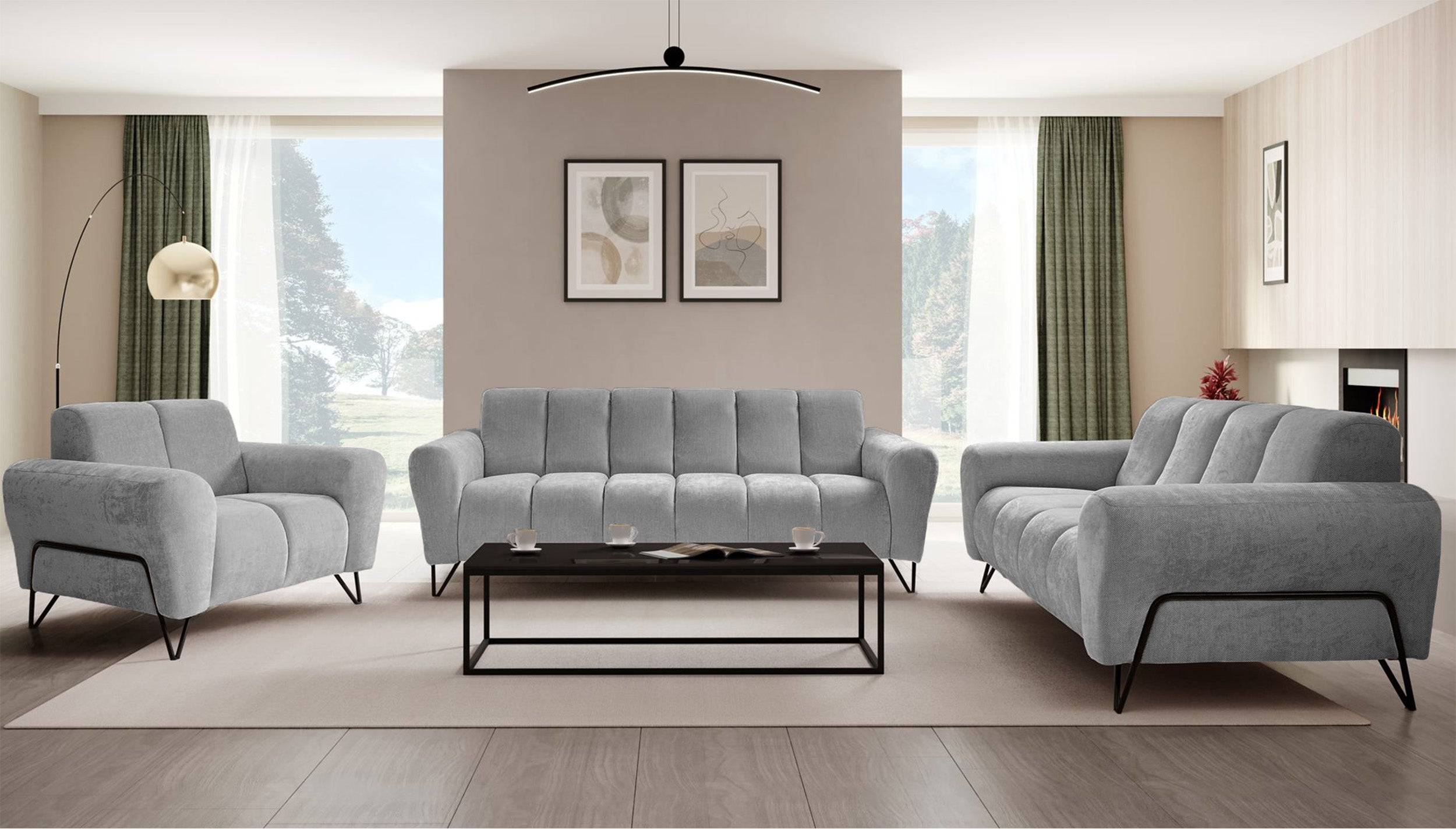 Sofa dwuosobowa Volare szara szenil
