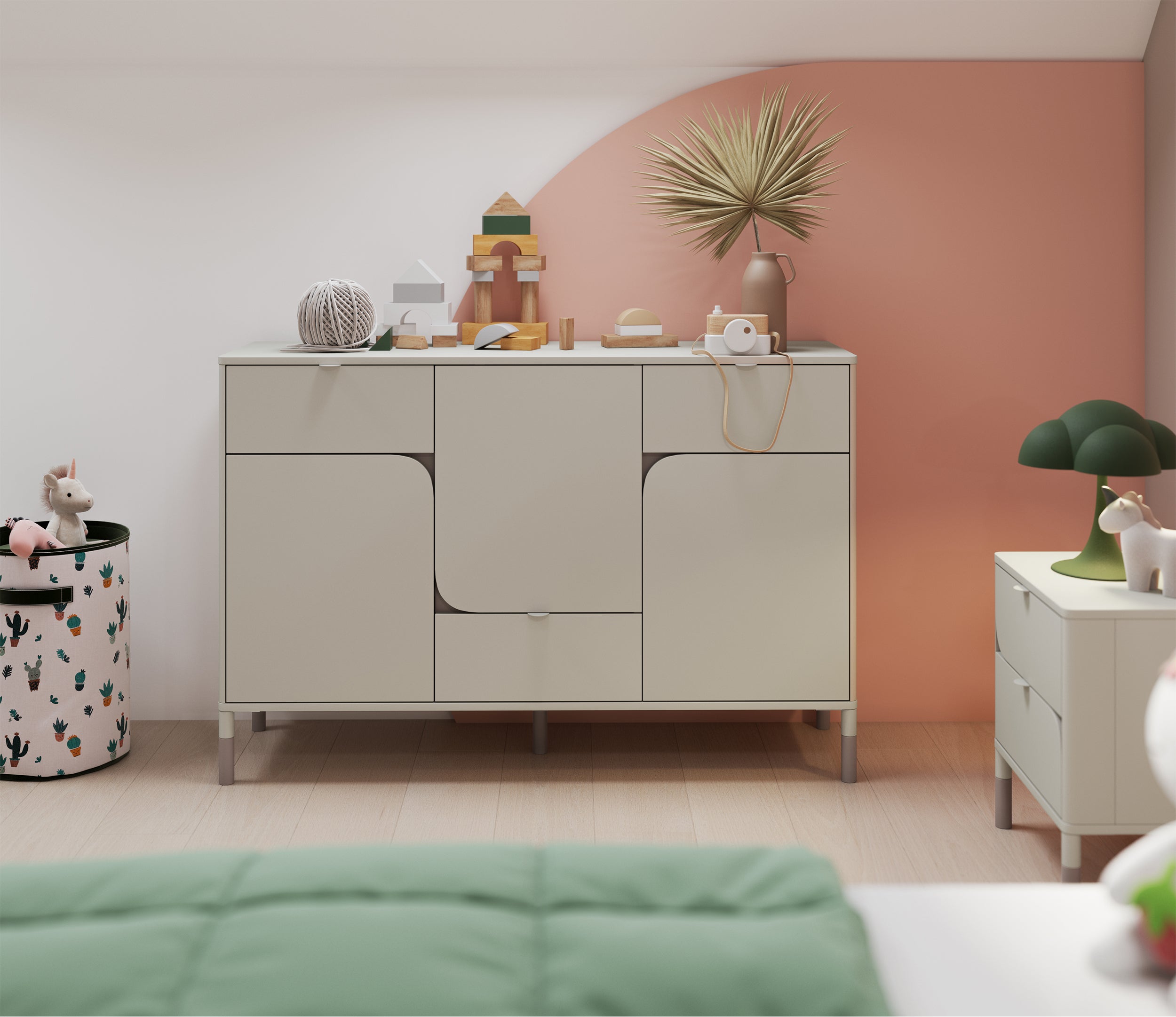 Komoda Harmony z trzema szufladami 130 cm kaszmir