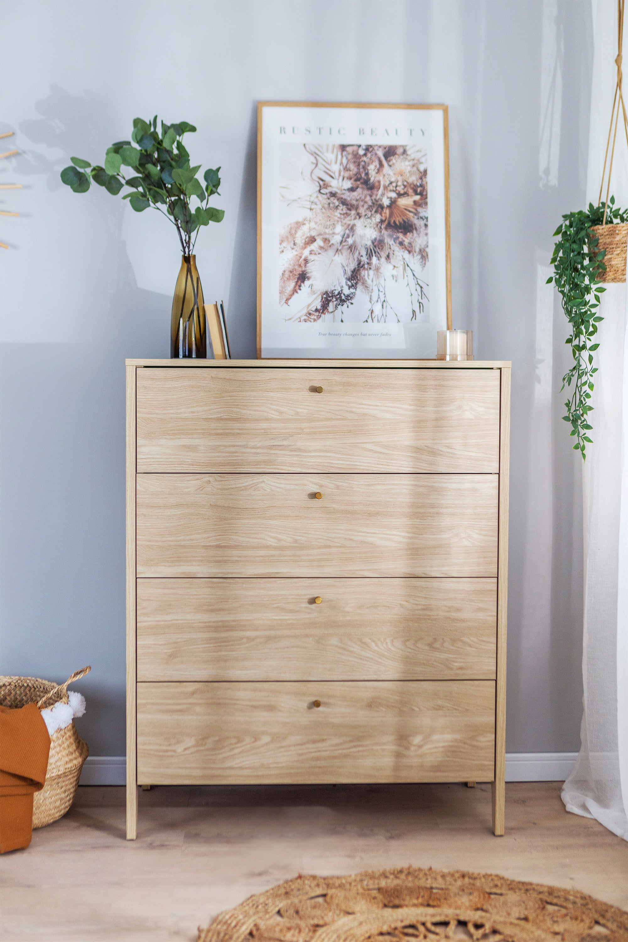 Komoda Cozy z czterema szufladami 92 cm dąb olejowany