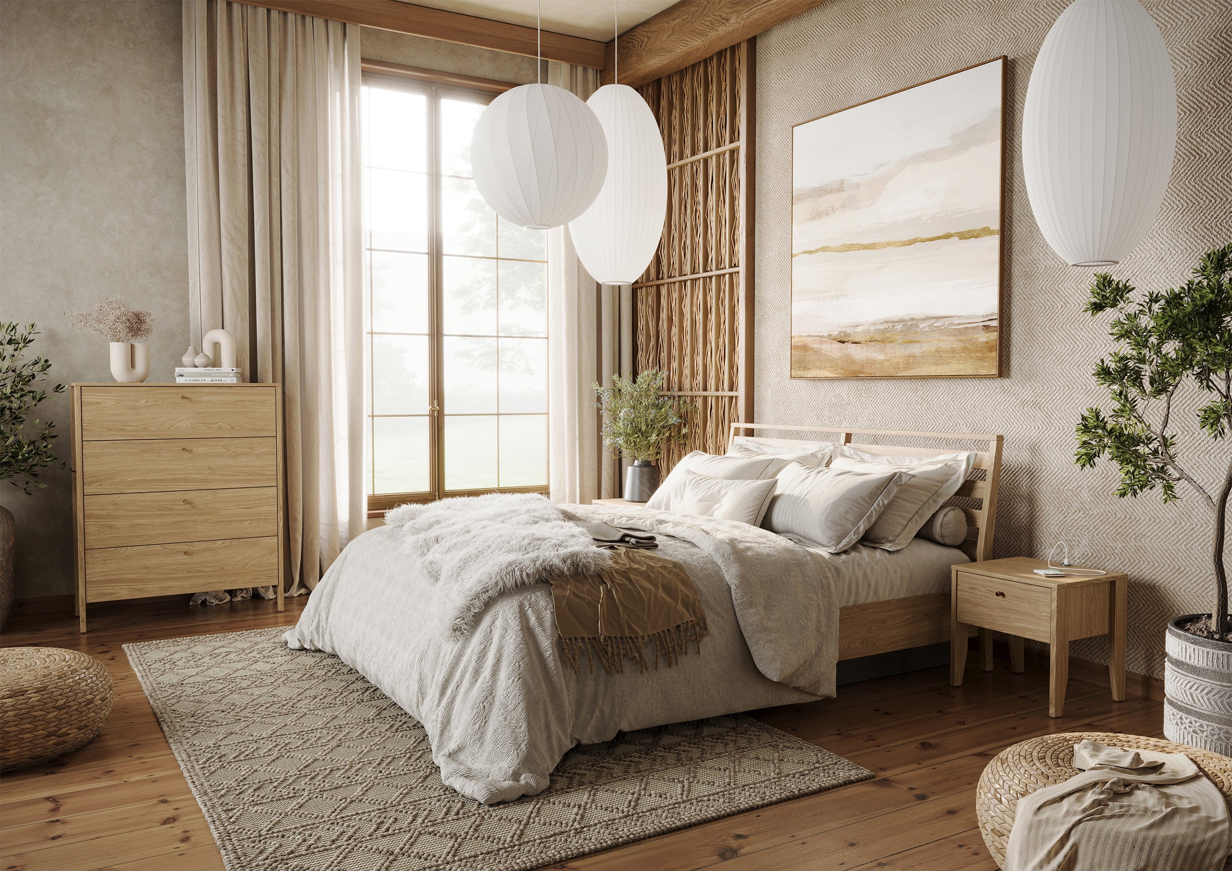 Komoda Cozy z czterema szufladami 92 cm dąb olejowany