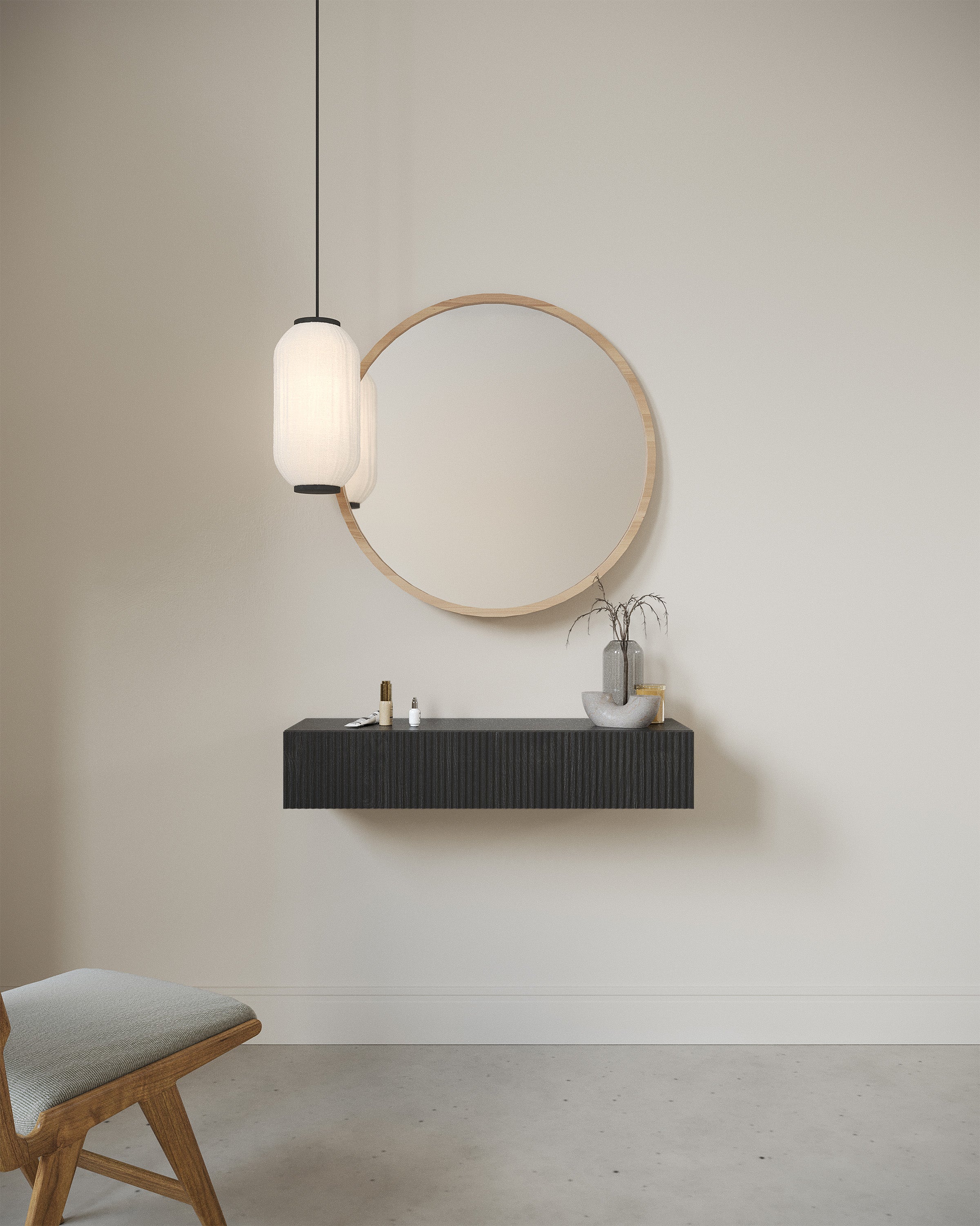 Konsola Nolie z szufladą wisząca 90 cm Jesion Portland Czarny