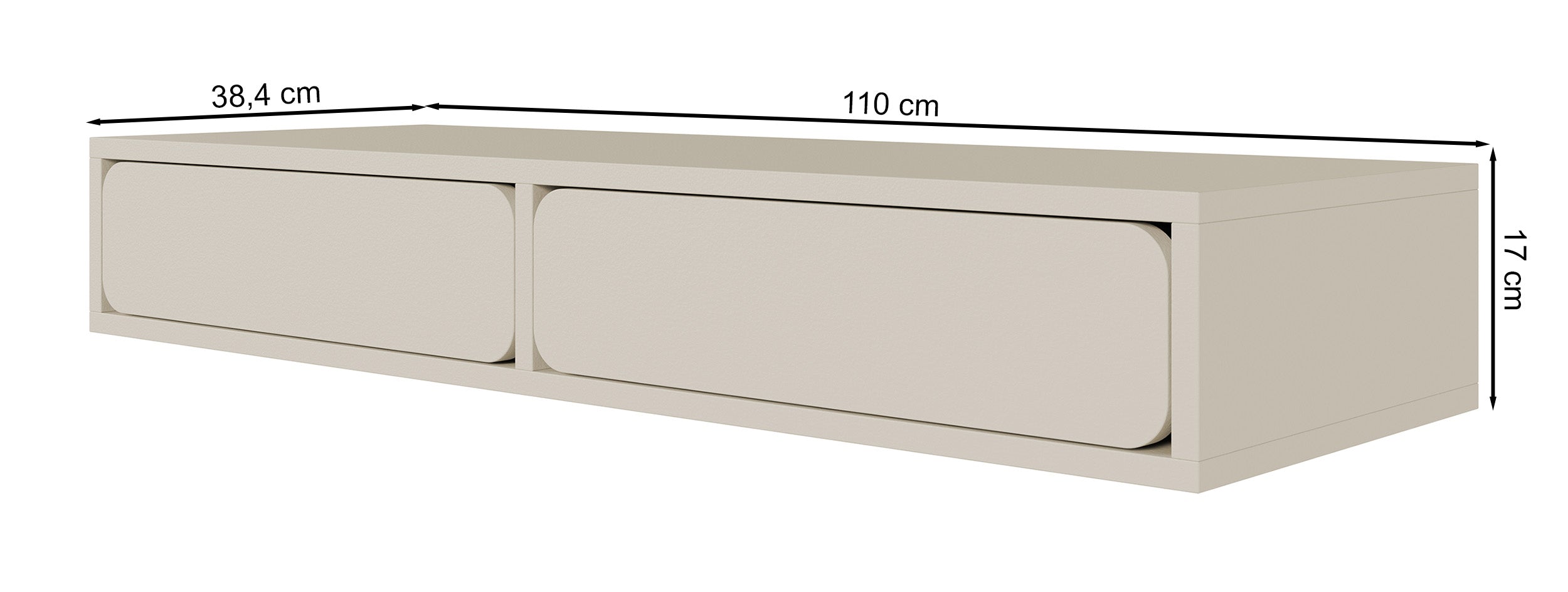 Toaletka wisząca Wuwu z dwiema szufladami 110 cm szarobeżowa