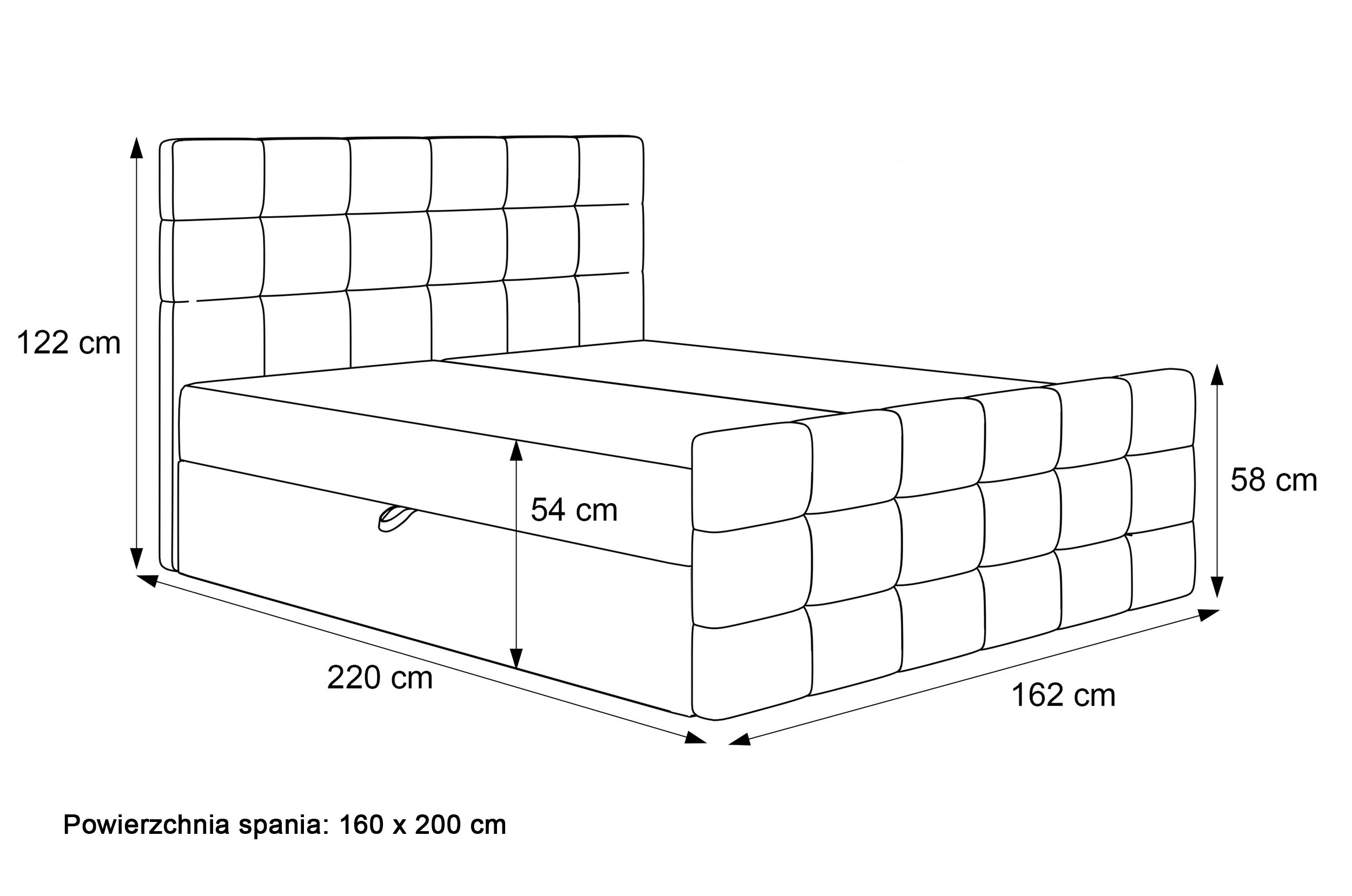 Łóżko kontynentalne 160x200 cm Padwa z pojemnikami i topperem jasnoszare welur