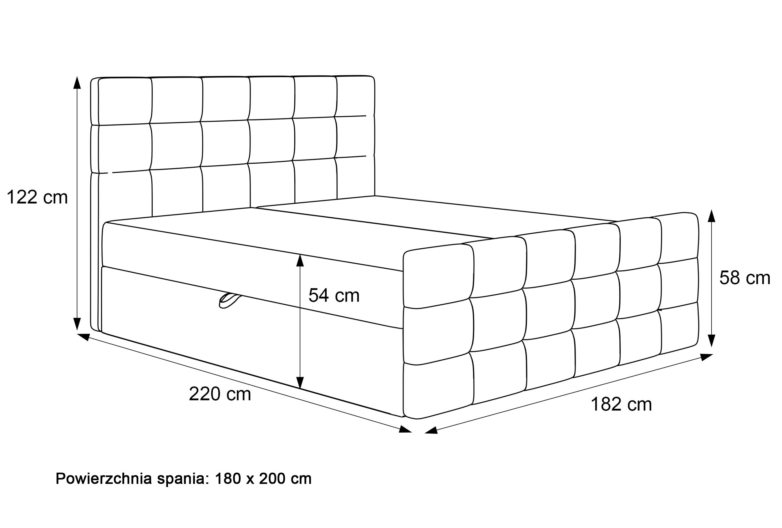 Łóżko kontynentalne 180x200 cm Padwa z pojemnikami i topperem ciemnobeżowe welur