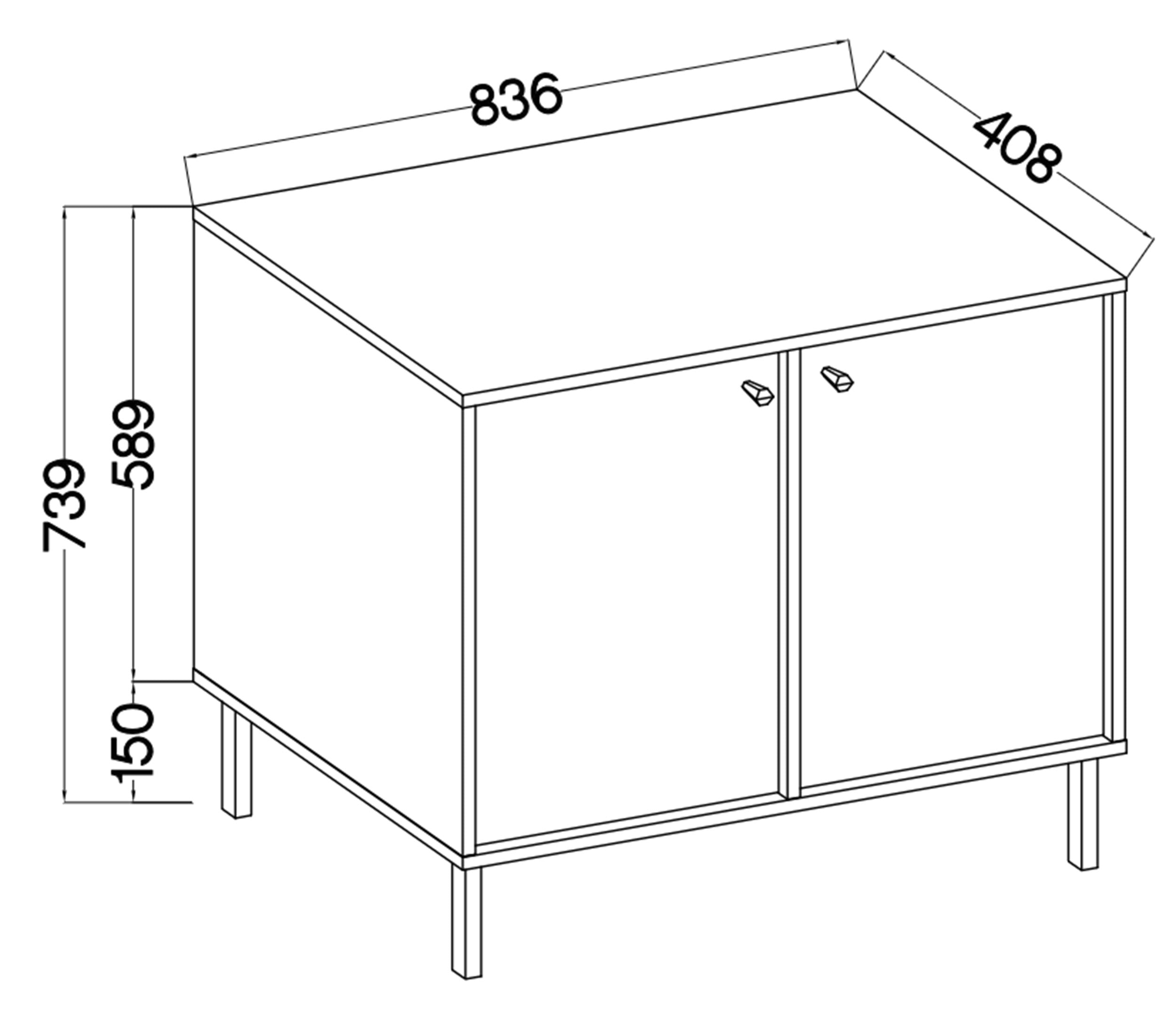 Komoda dwudrzwiowa Oktio 84 cm beż piaskowy na złotych nogach