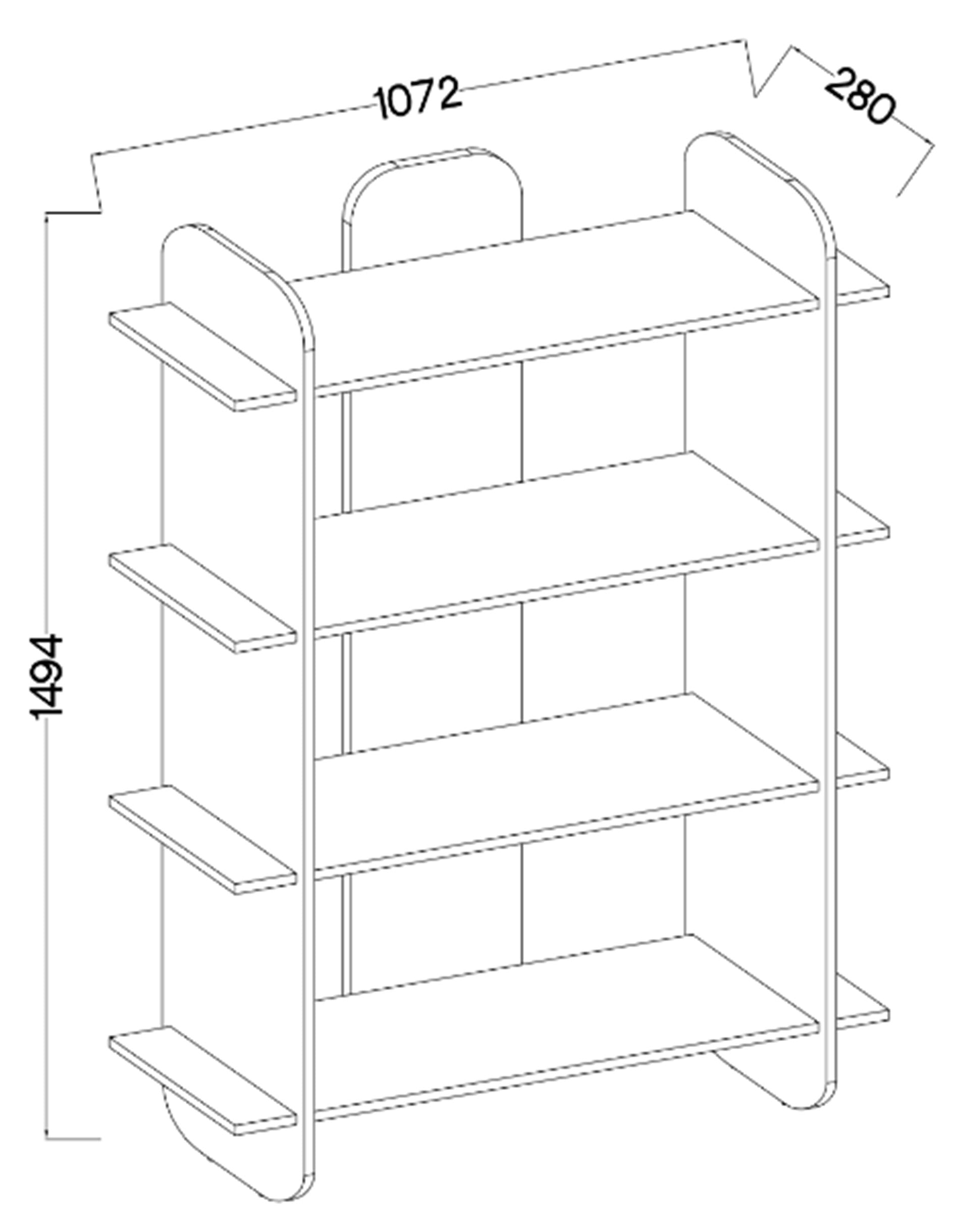 Regał Livio z czterema półkami 107 cm Dąb Evoke