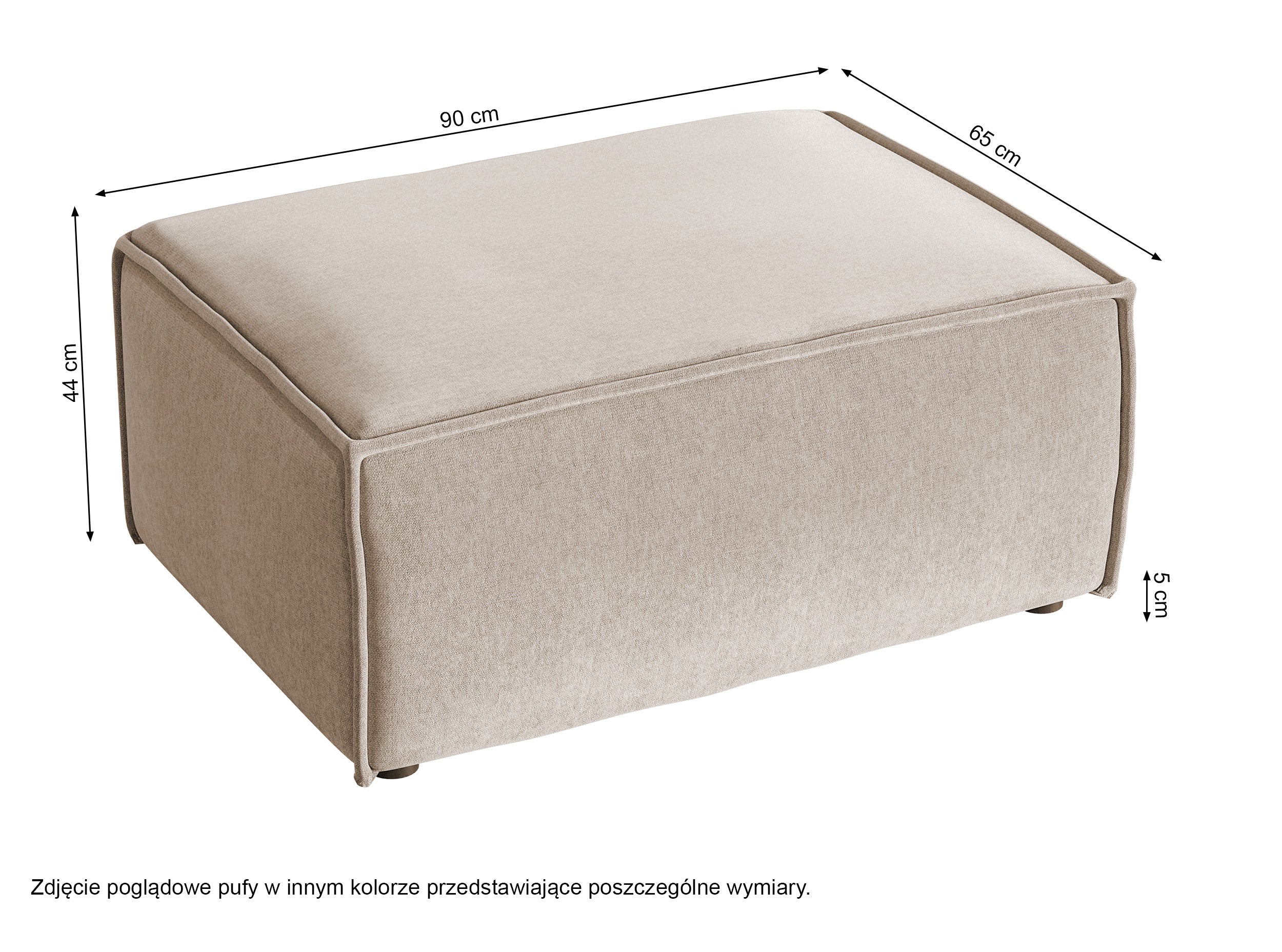 Pufa Copertino 65x90 cm jasnobeżowa welur hydrofobowy