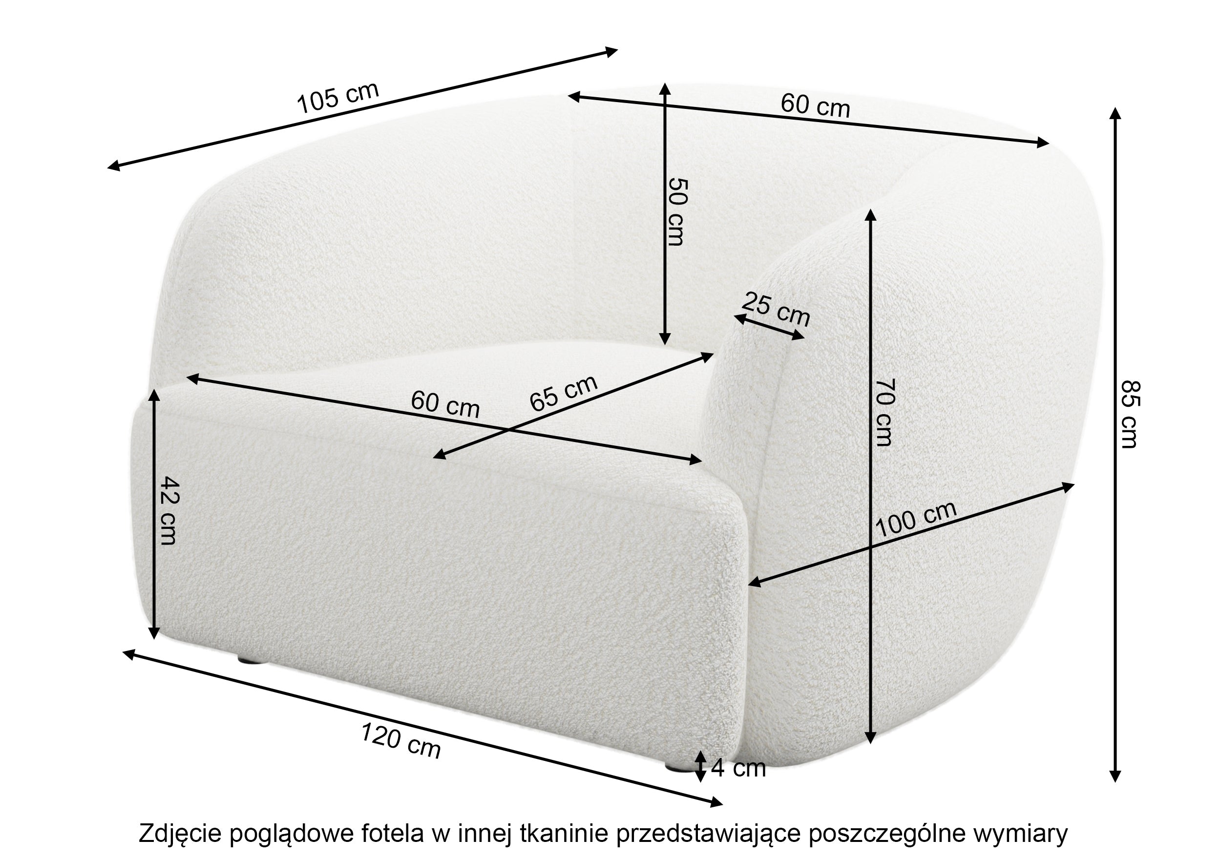 Fotel kubełkowy Sabanitas beżowy w tkaninie boucle