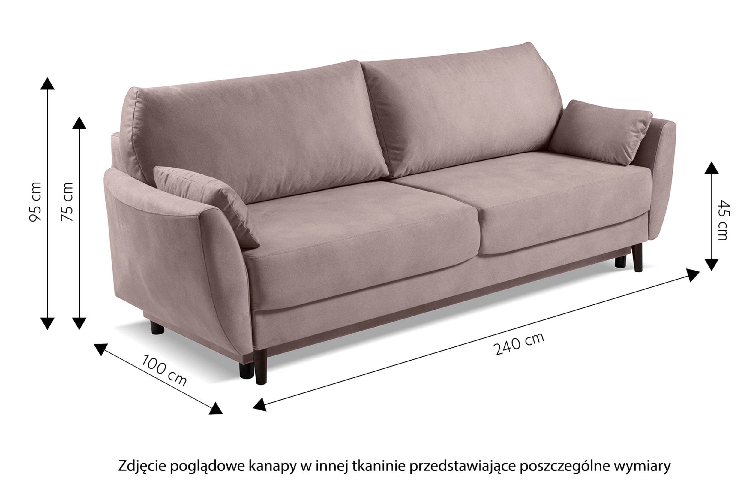 Kanapa rozkładana trzyosobowa Toivola z pojemnikiem ciemnozielona velvet hydrofobowa